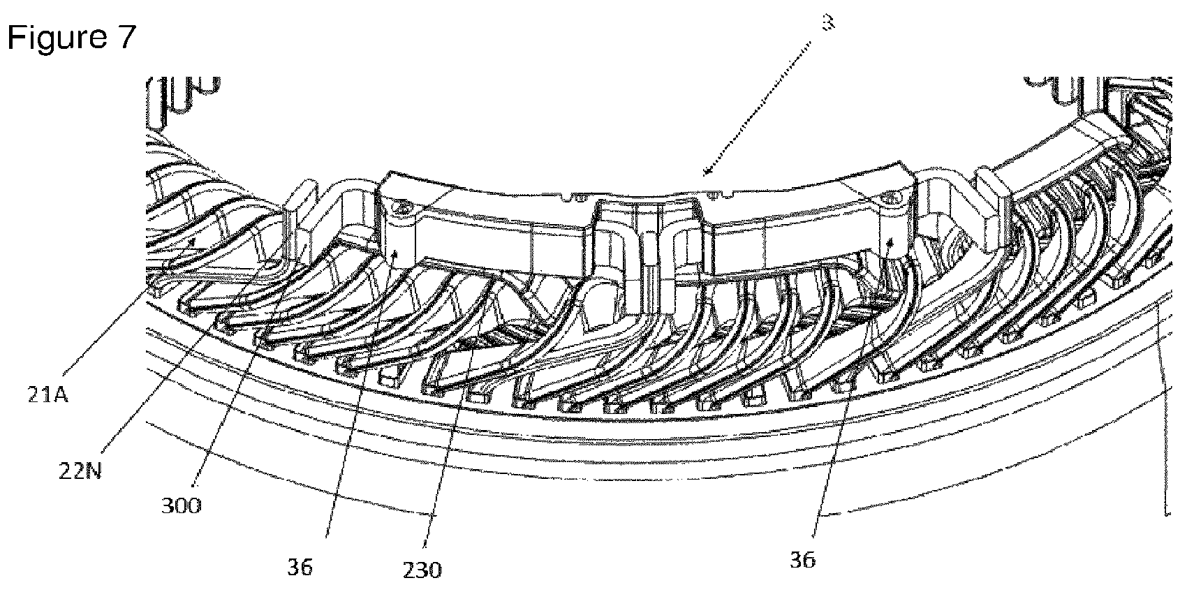Patent US12348101 Figure 4 – Stator comprising an interconnector