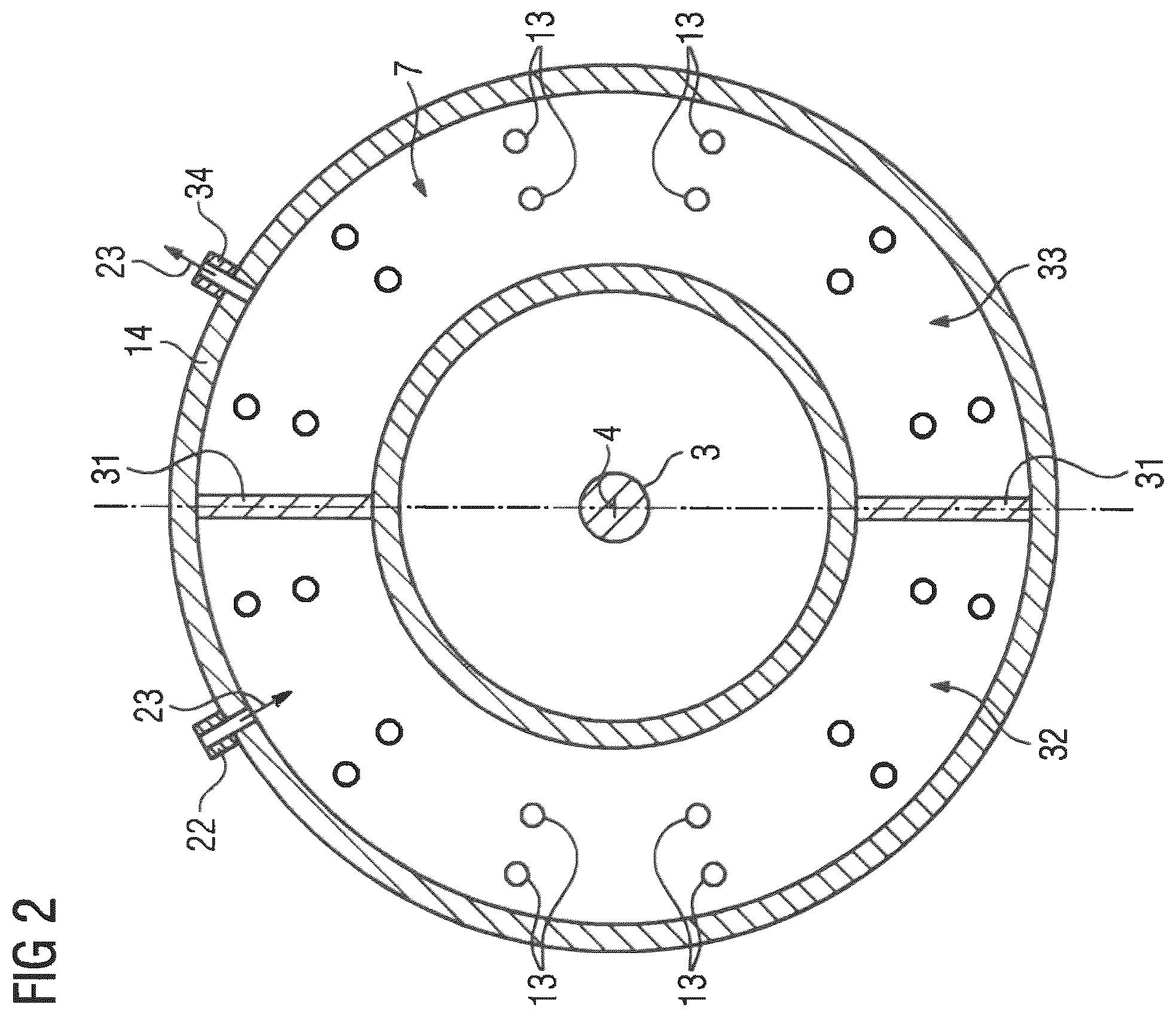 Patent US12348109 Figure 2 – Enclosed electric machine with external liquid cooling circuit and air cooling circuit