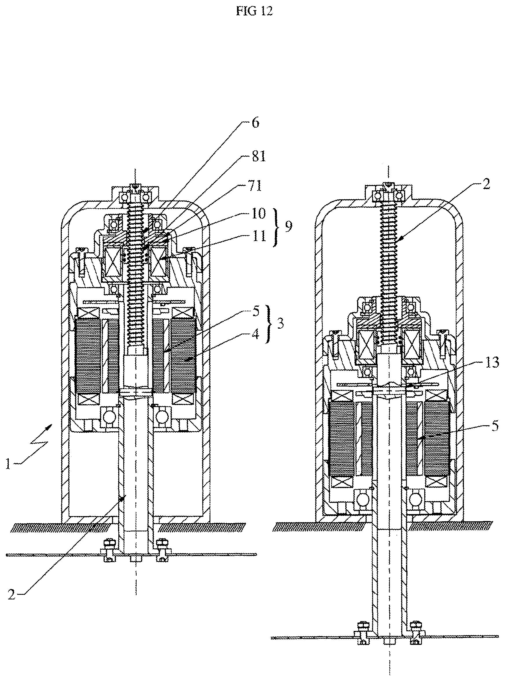 Patent US12348111 Figure 10 – Device for driving rotation or translation of a shaft for a machine tool or wheeled vehicle
