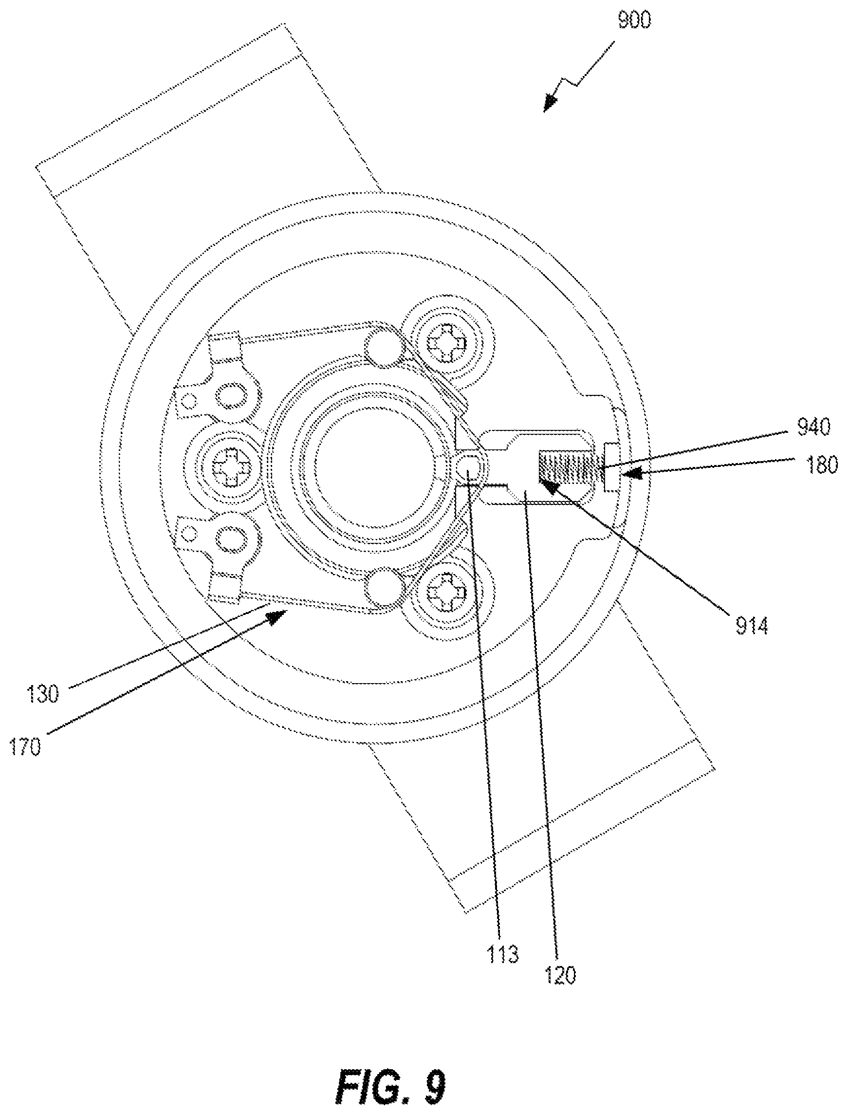 Patent US12348114 Figure 9 – Motor locking mechanism including memory alloy wire
