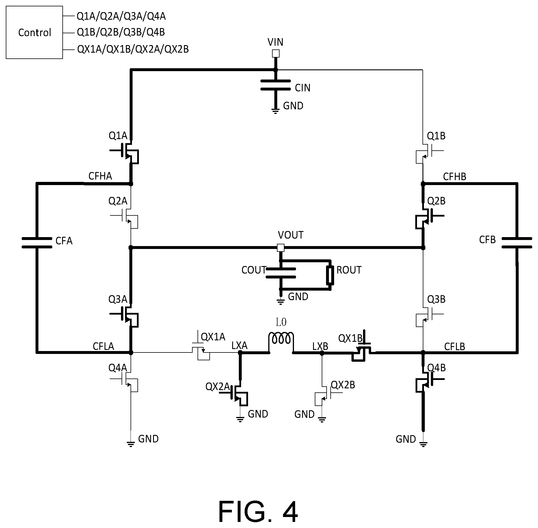 Patent US12348120 Figure 4 – Switched capacitor voltage converter