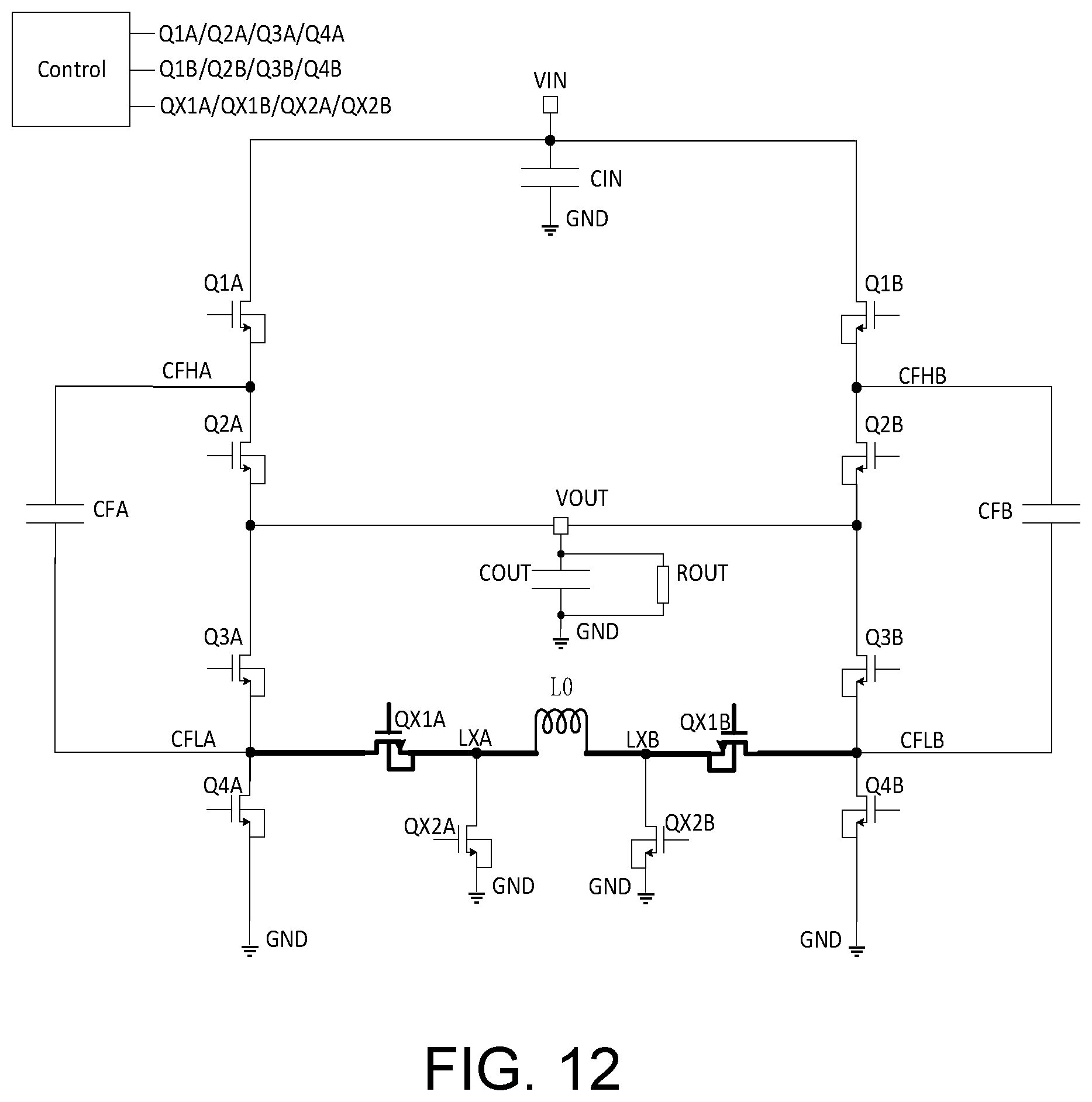 Patent US12348120 Figure 12 – Switched capacitor voltage converter
