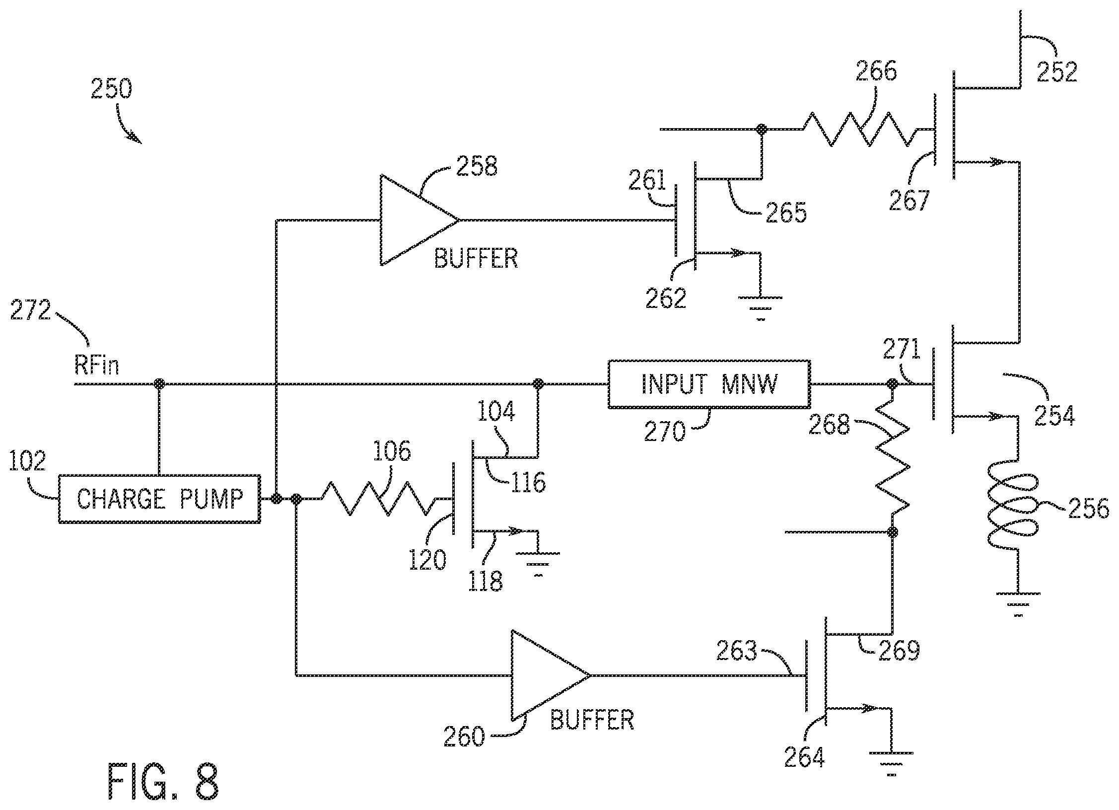 Patent US12348125 Figure 5 – Charge pump-enabled circuit protection switch