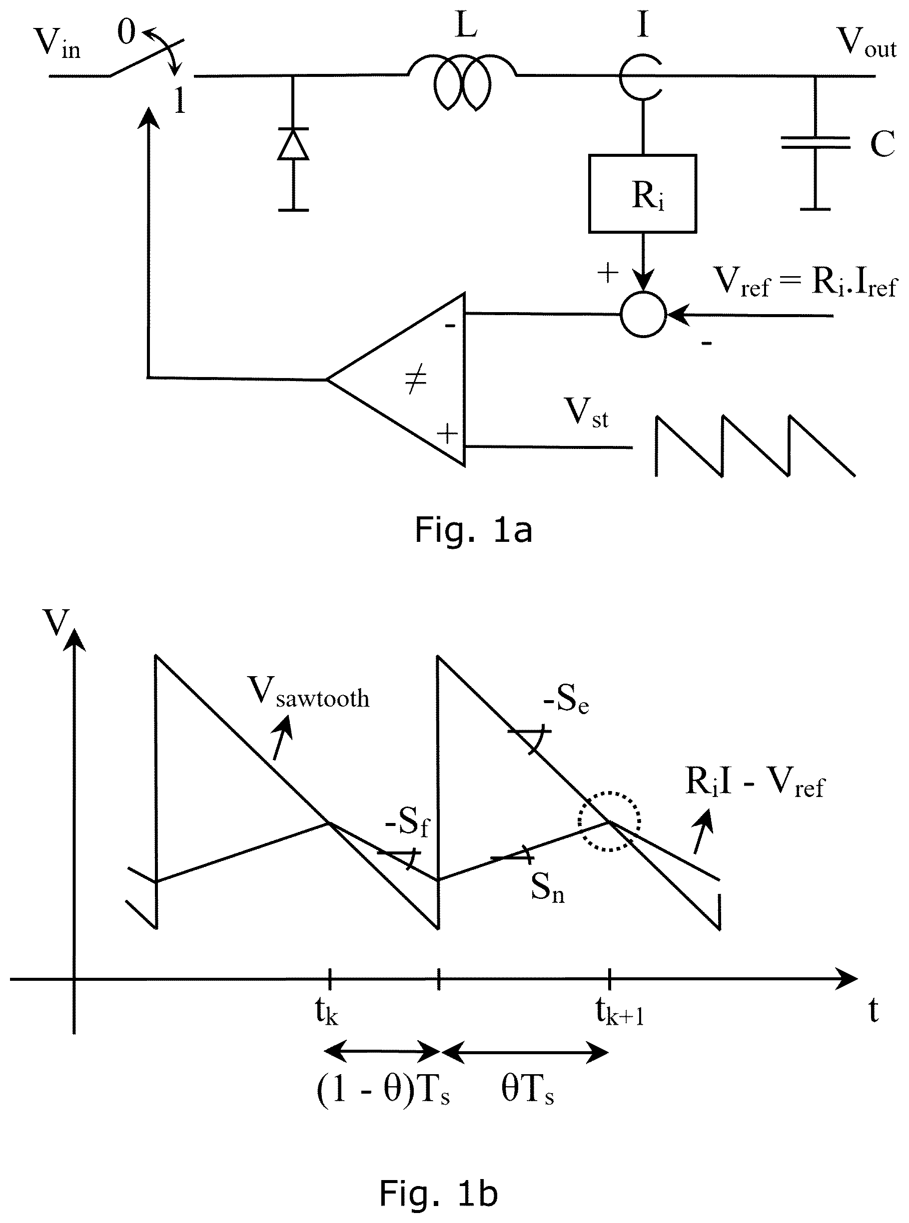 Patent US12348131 Figure 1 – Peak and valley current mode control using double compensation ramp