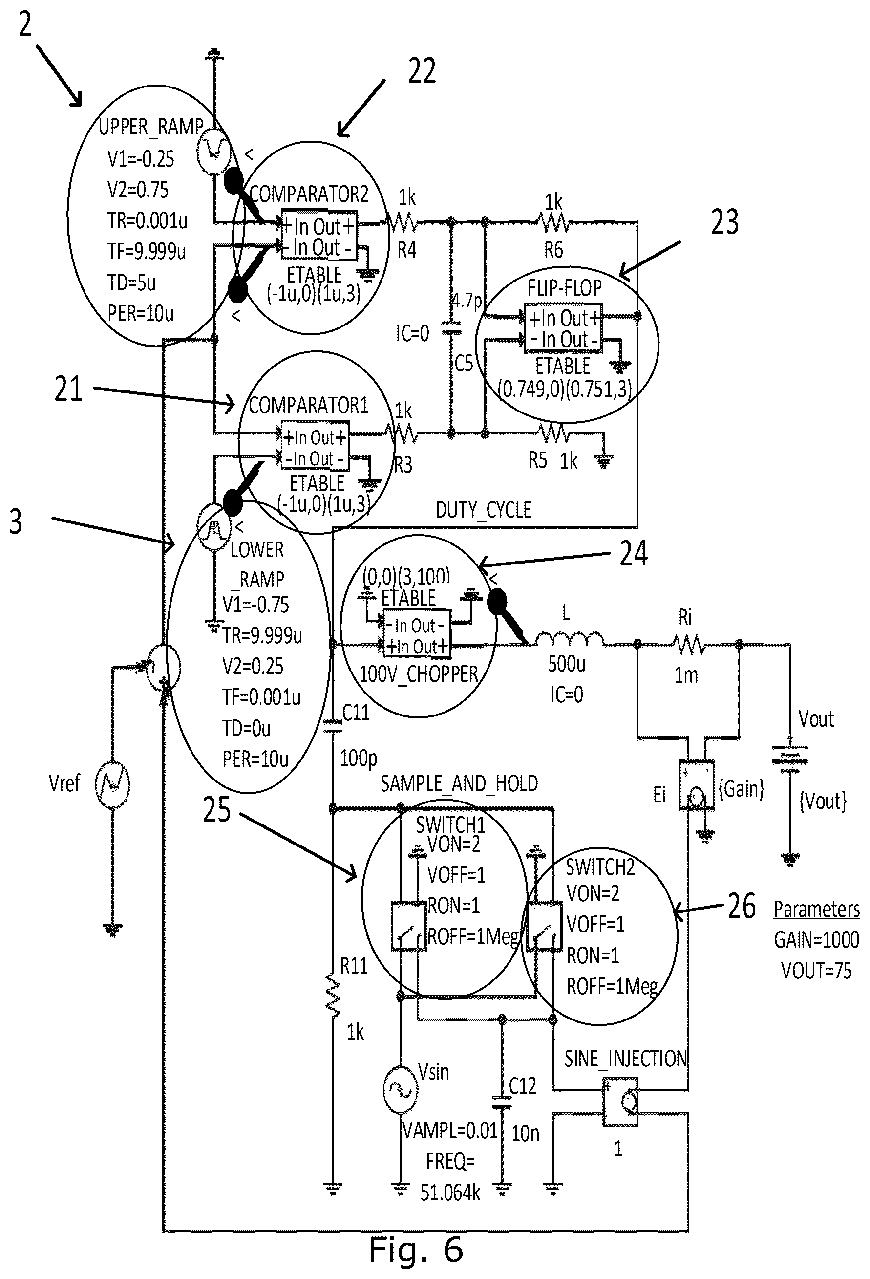 Patent US12348131 Figure 8 – Peak and valley current mode control using double compensation ramp
