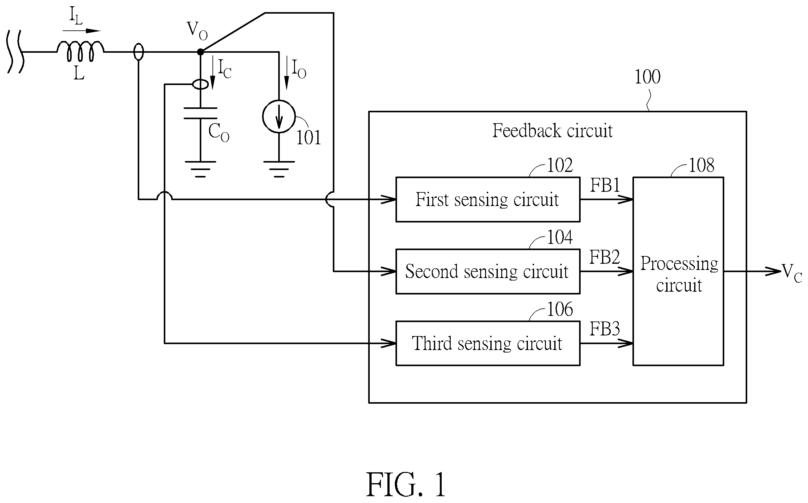 Patent US12348136 Figure 1 – Apparatus and method for improving adaptive voltage positioning performance of voltage regulator by sensing output capacitor current