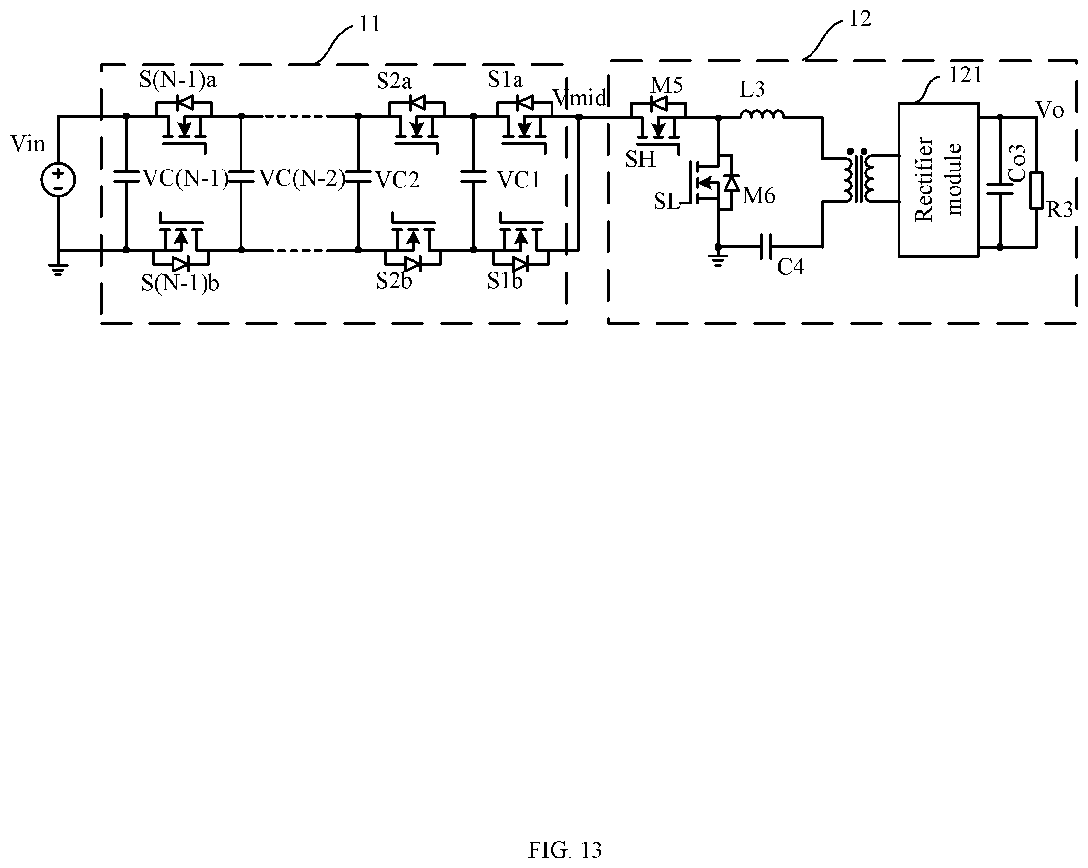 Patent US12348138 Figure 13 – Multilevel self-balance control circuit, DC/DC conversion system and AC/DC conversion system
