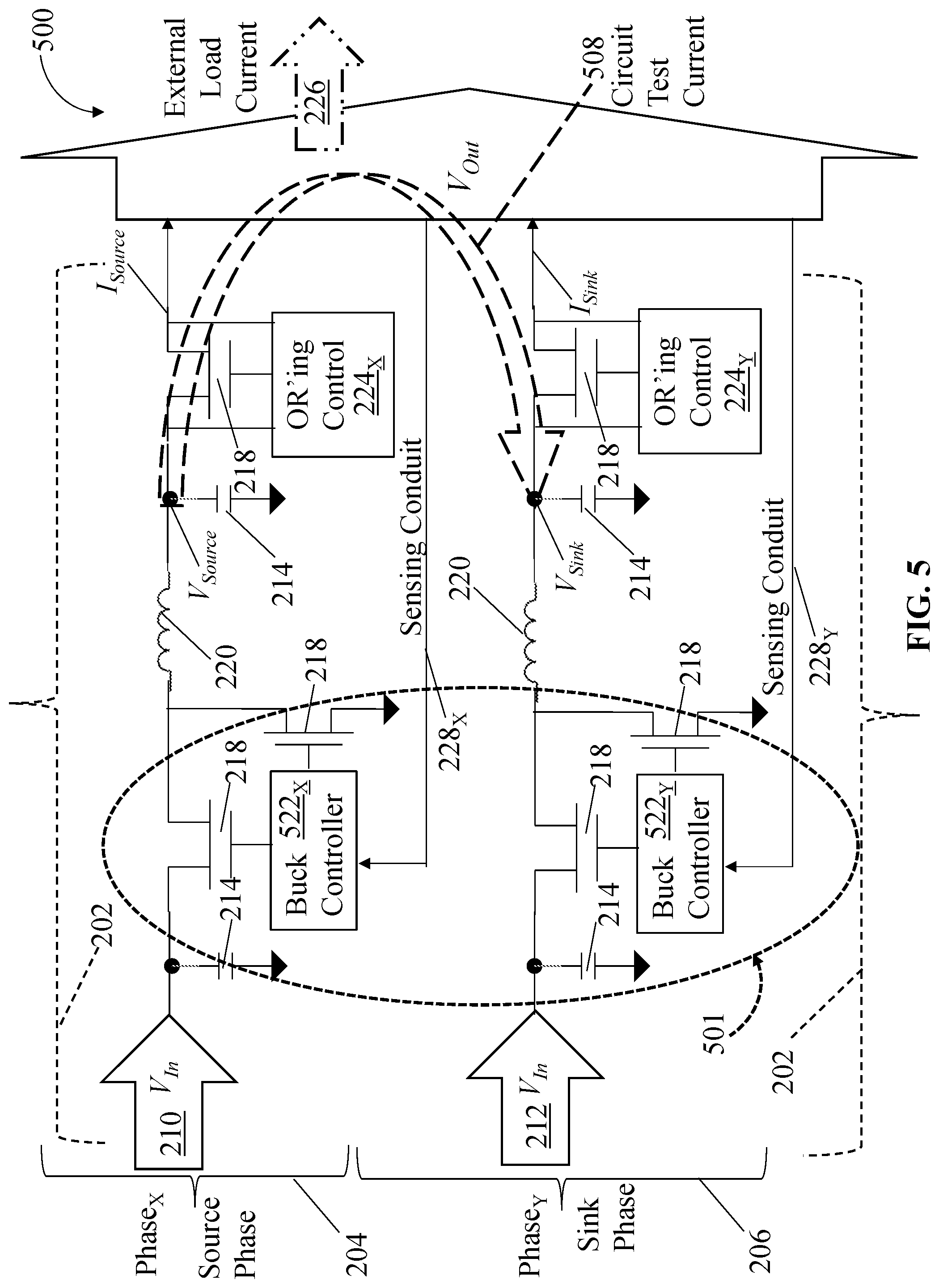 Patent US12348144 Figure 5 – Self-test using reverse currents in multiphase power supplies