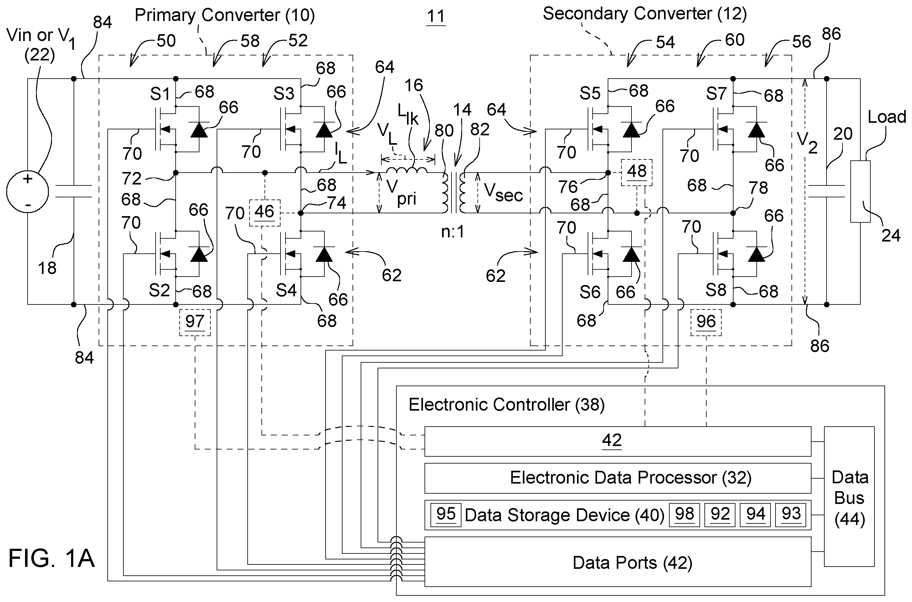 Patent US12348148 Figure 1 – Direct-current-to-direct-current converter with transformer thermal management