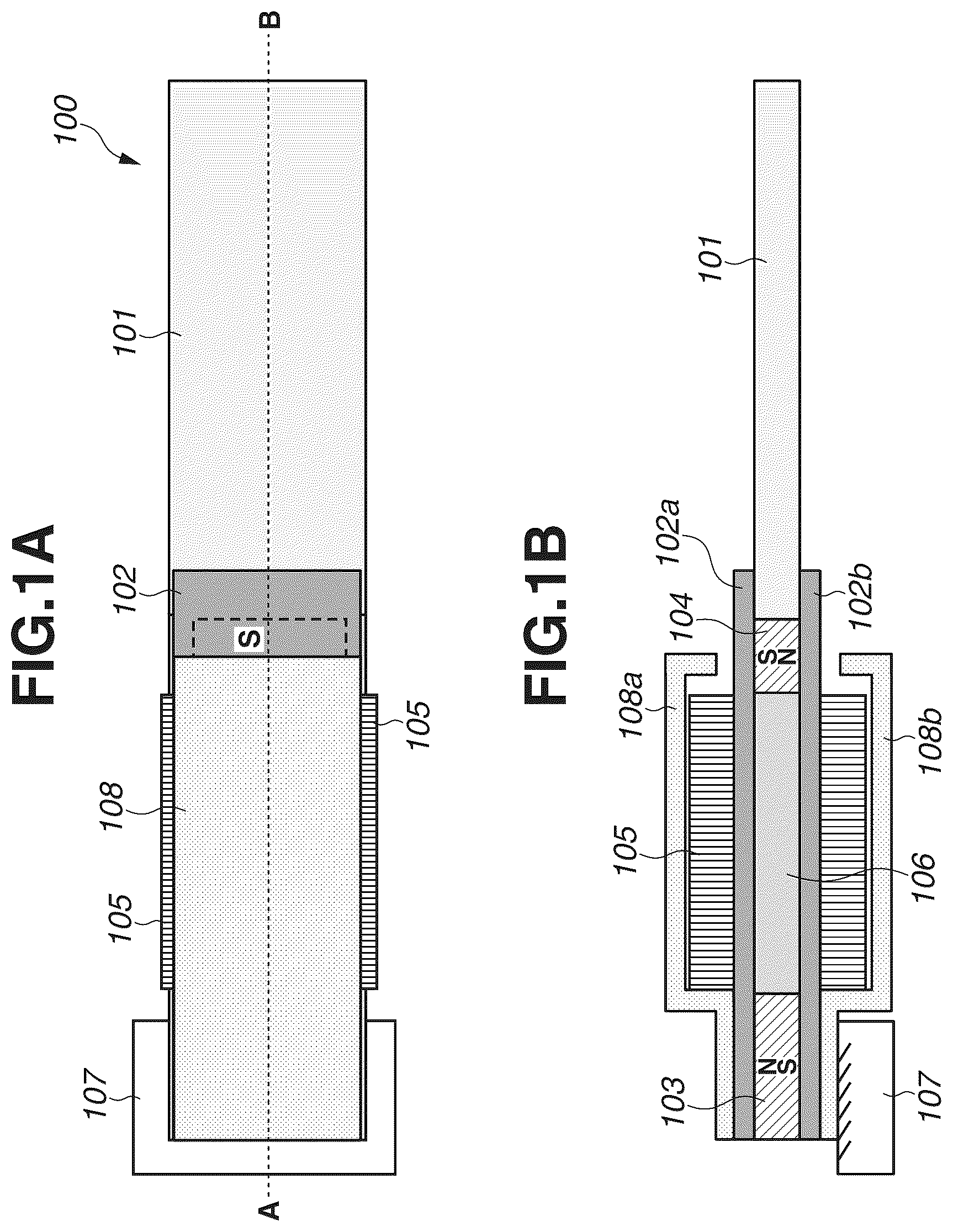 Patent US12348159 Figure 1 – Power generation elementhaving magnetostrictive portion with magnetic material and magnet