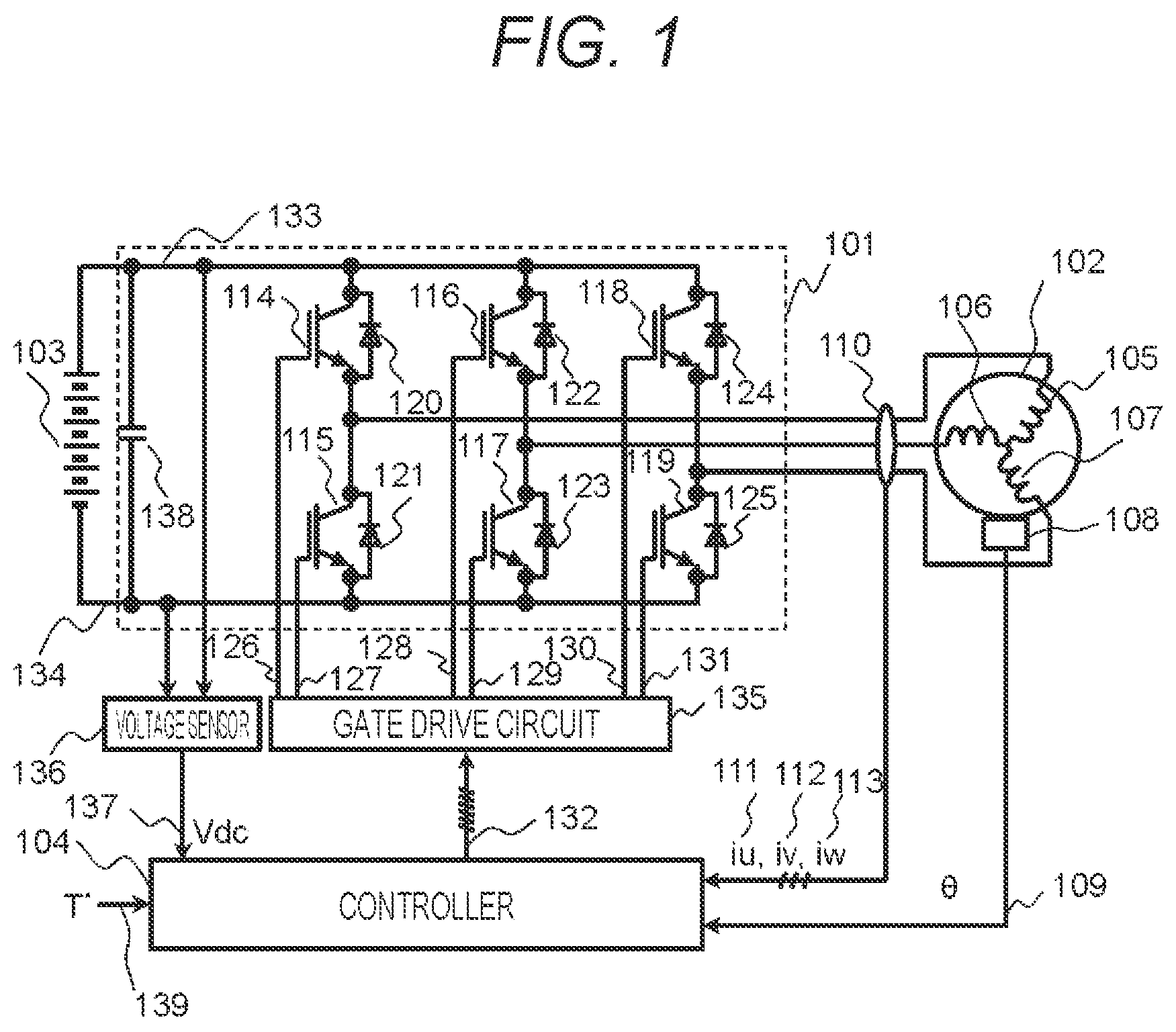 Patent US12348168 Figure 1 – Control device for electric motor