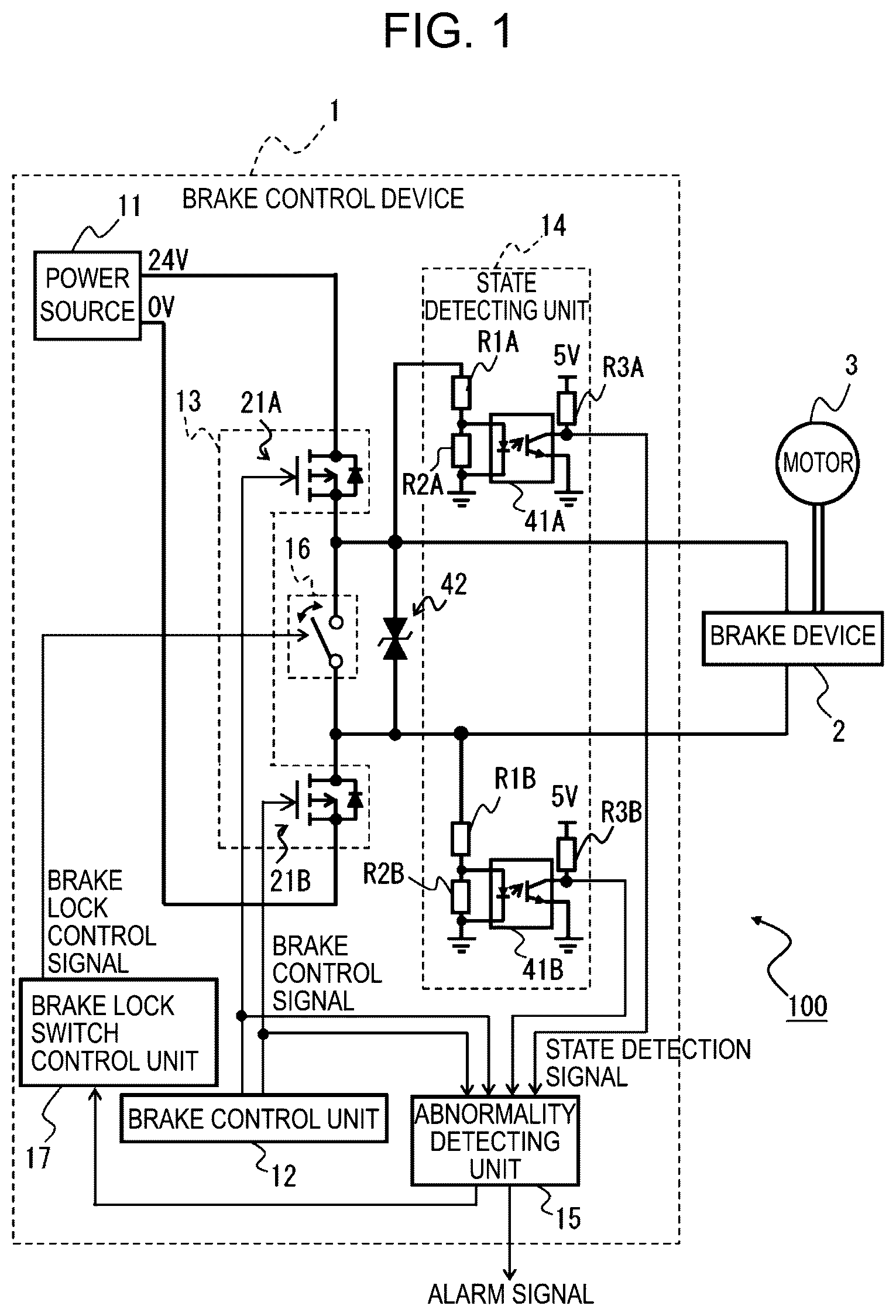 Patent US12348171 Figure 1 – Brake control device and motor drive device