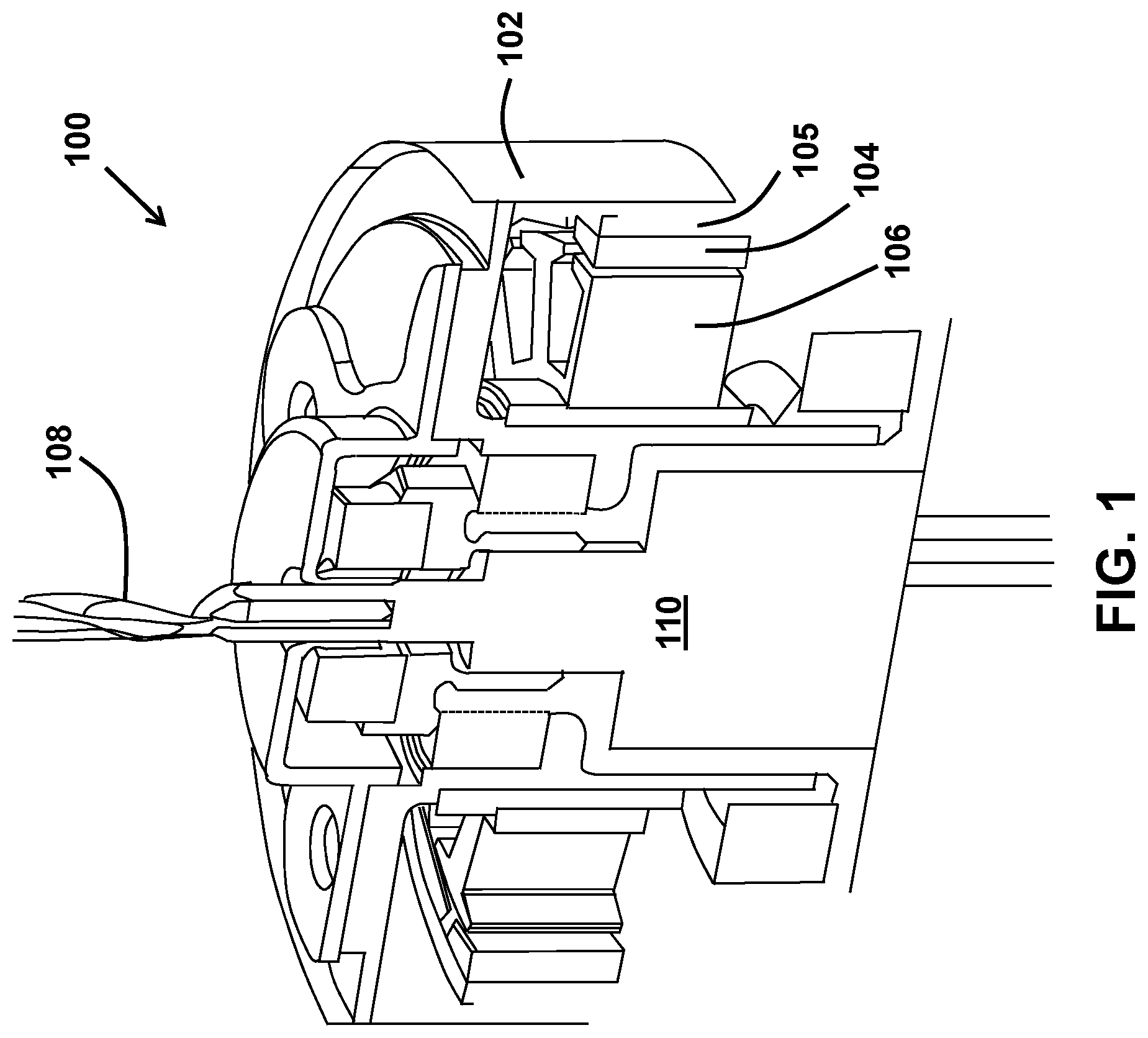 Patent US12348174 Figure 1 – Bi-stable, sub-commutated, direct-drive, sinusoidal motor controller for precision position control