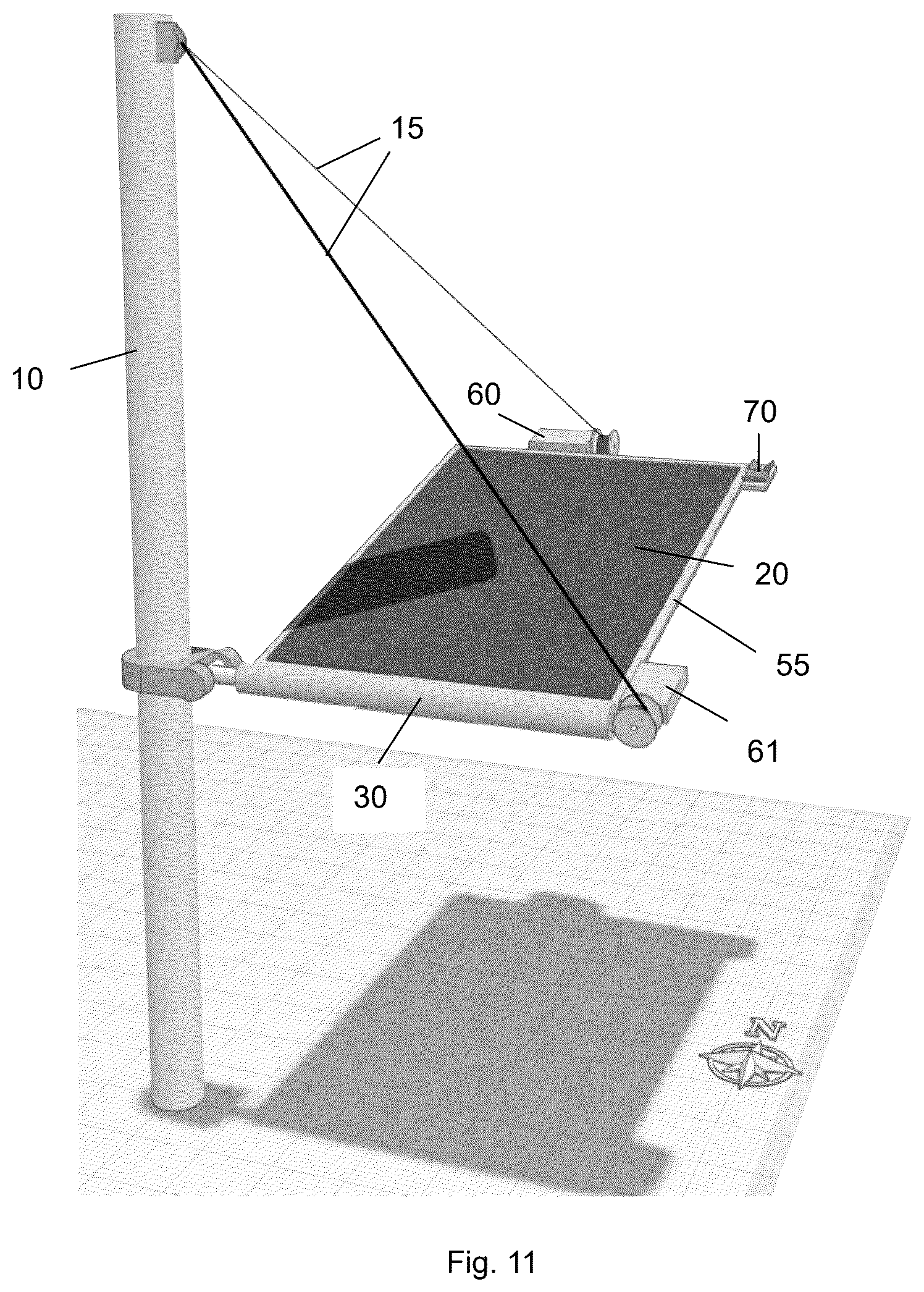 Patent US12348180 Figure 13 – Overhead tensile-actuated solar tracking system and method