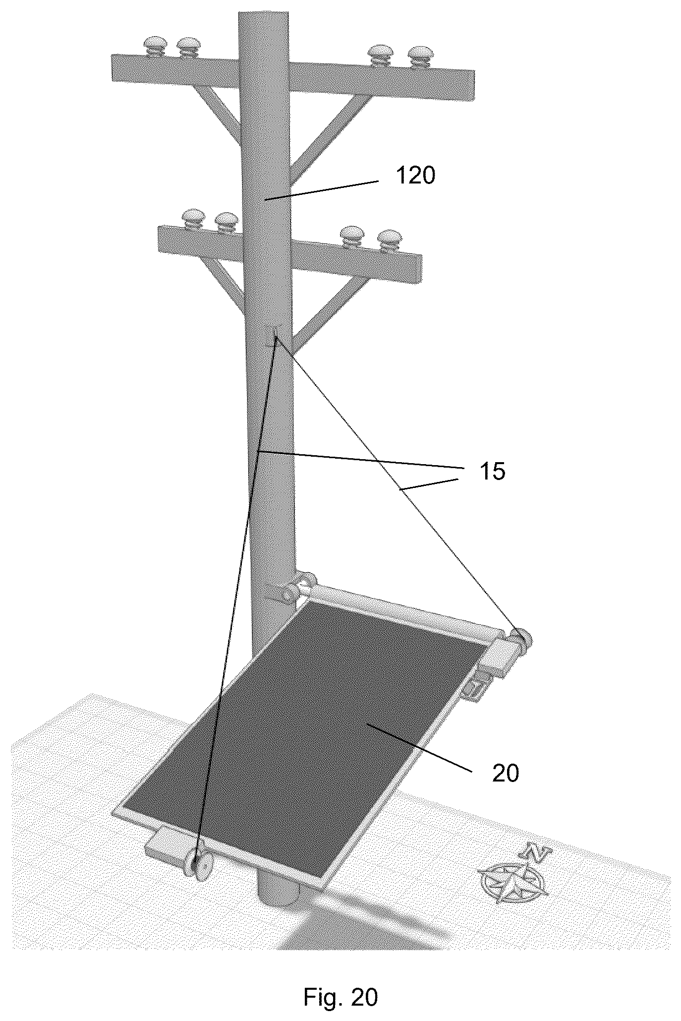 Patent US12348180 Figure 20 – Overhead tensile-actuated solar tracking system and method