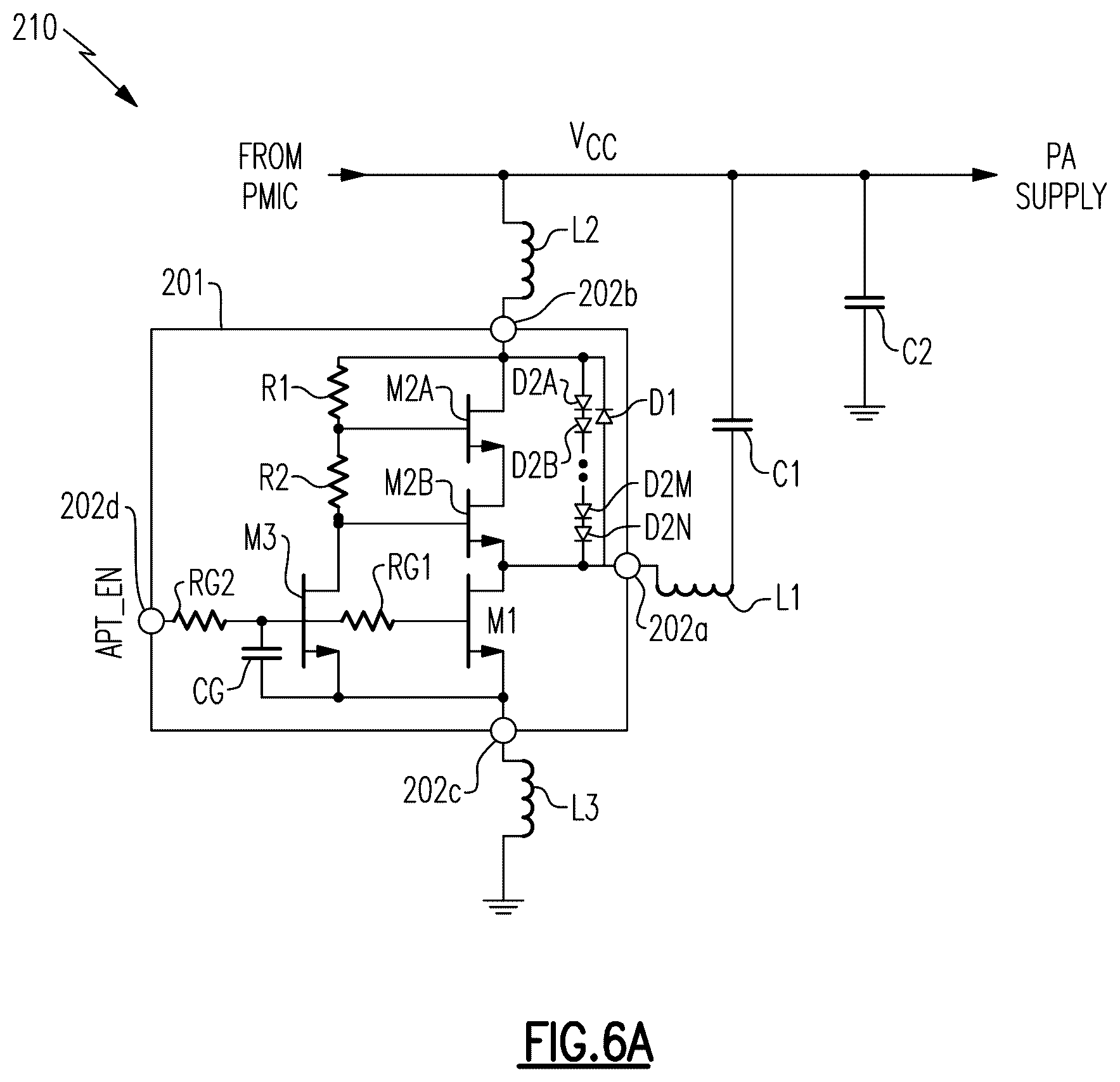 Patent US12348189 Figure 7 – Power amplifiers with supply capacitor switching