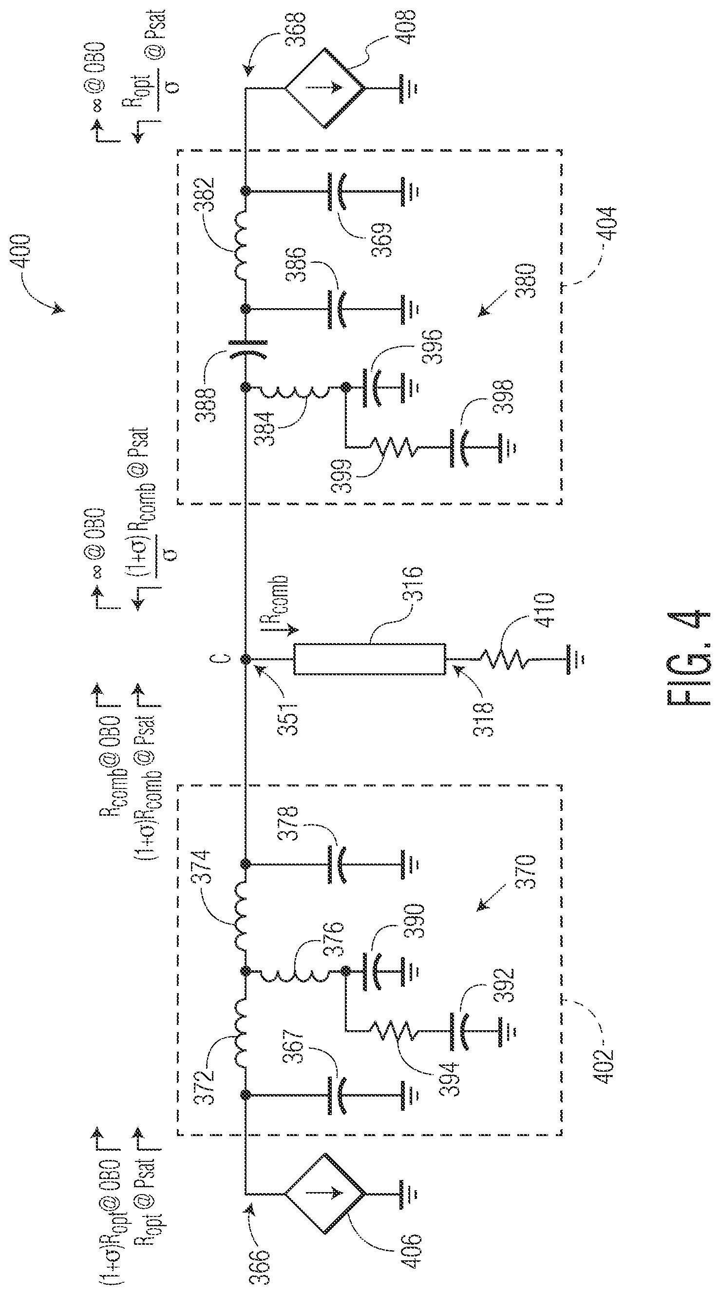 Patent US12348191 Figure 3 – Combiner circuit for Doherty power amplifier and related method of operation for achieving enhanced radio frequency and video bandwidth