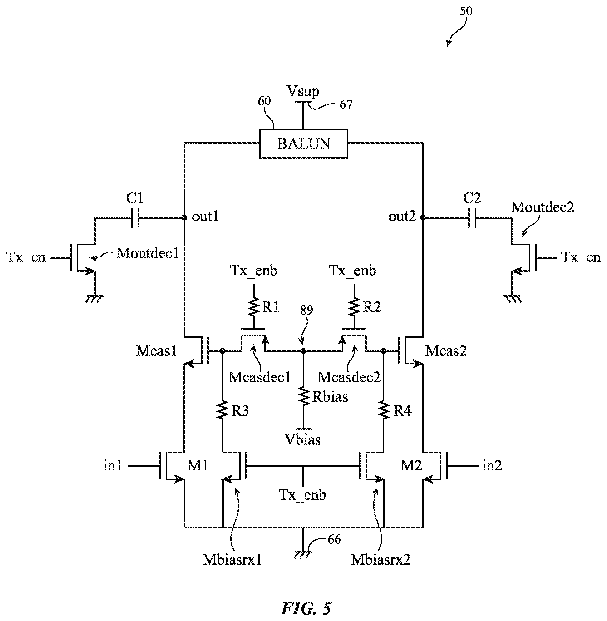 Patent US12348192 Figure 5 – Radio-frequency amplifier circuitry with improved transmit and receive performance