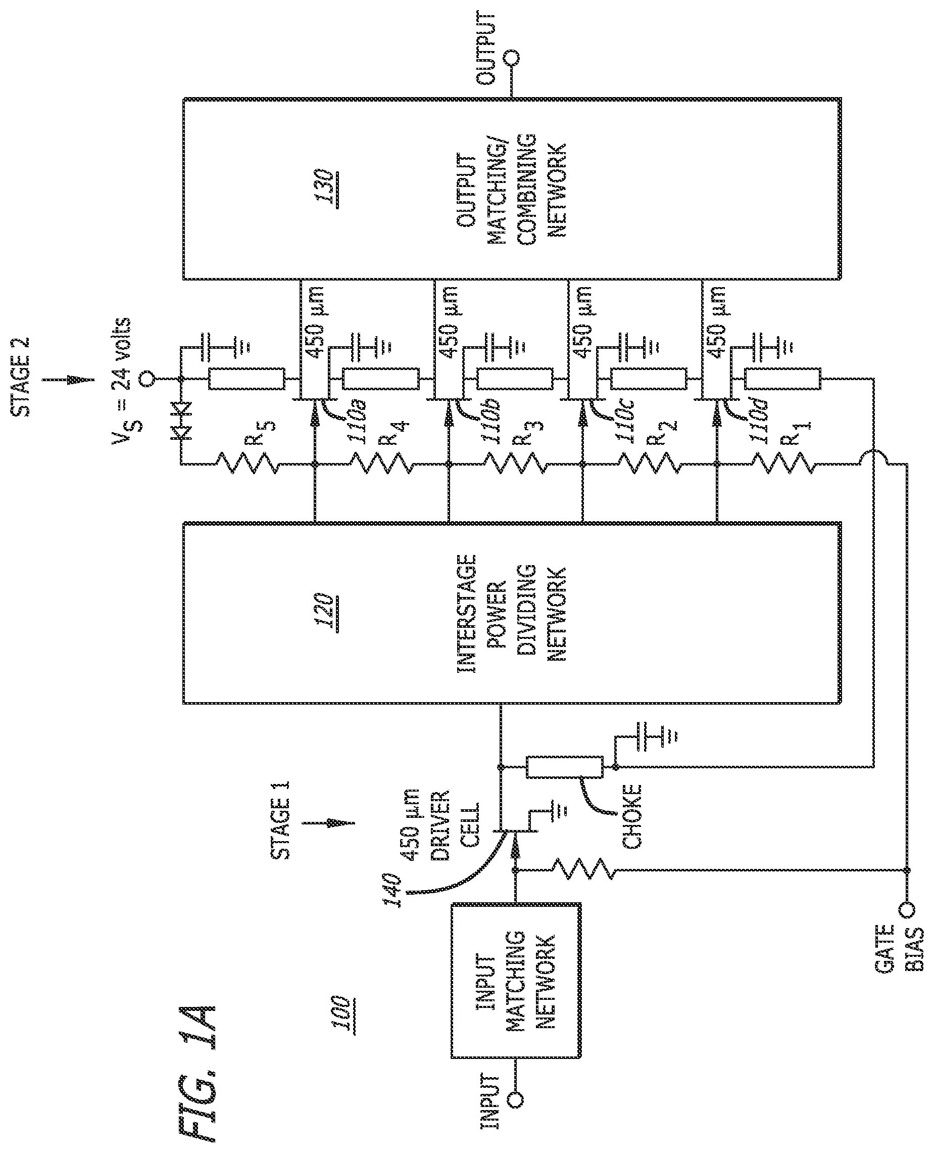Patent US12348193 Figure 1 – Open loop process and temperature independent bias circuit for stacked device amplifiers