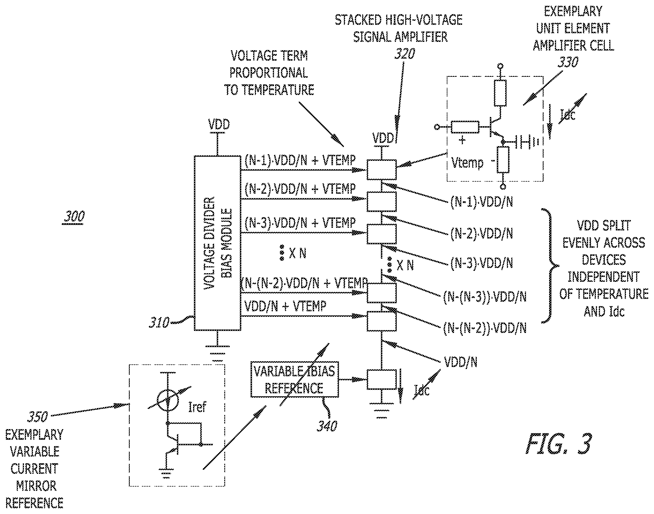 Patent US12348193 Figure 4 – Open loop process and temperature independent bias circuit for stacked device amplifiers
