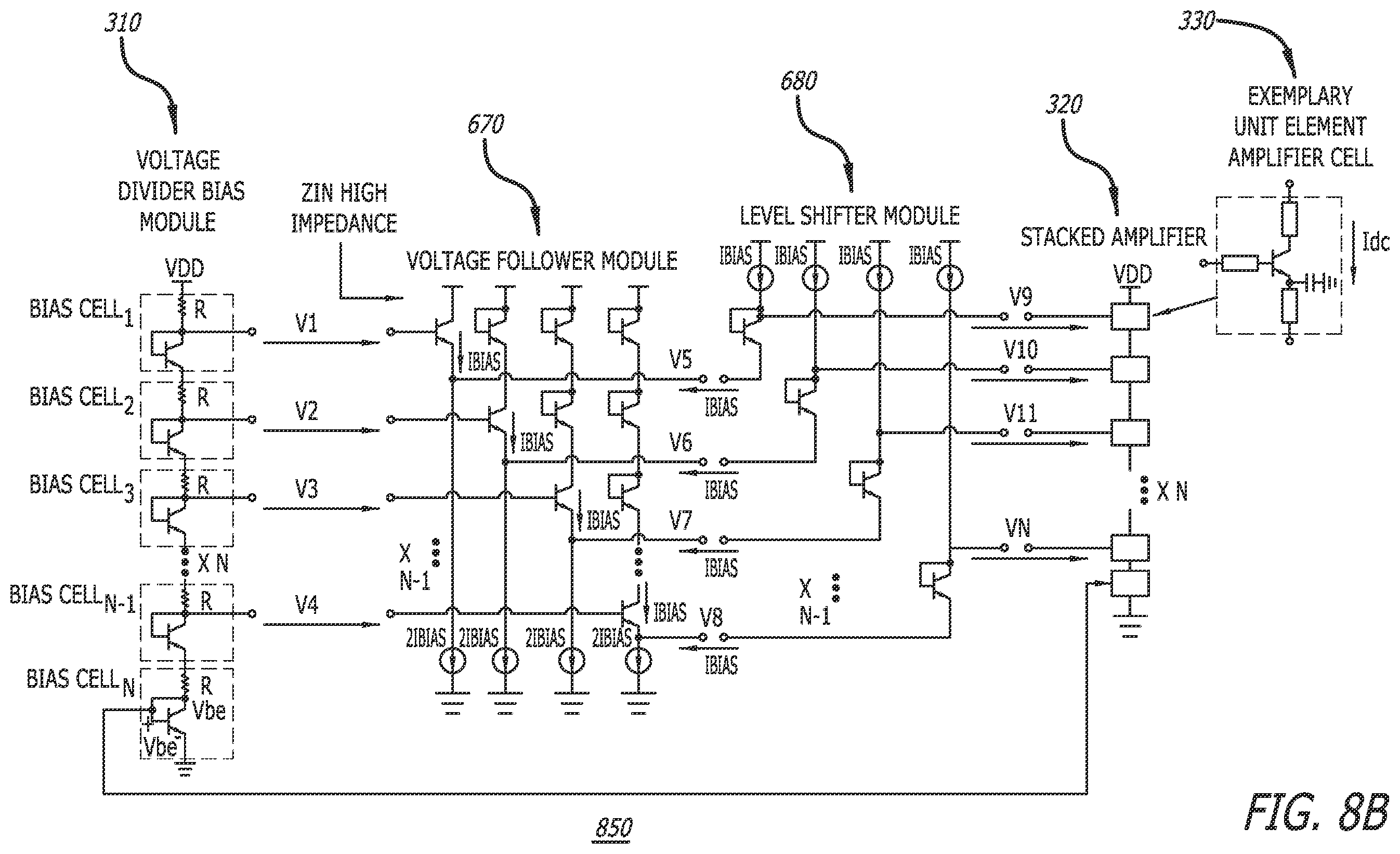 Patent US12348193 Figure 10 – Open loop process and temperature independent bias circuit for stacked device amplifiers