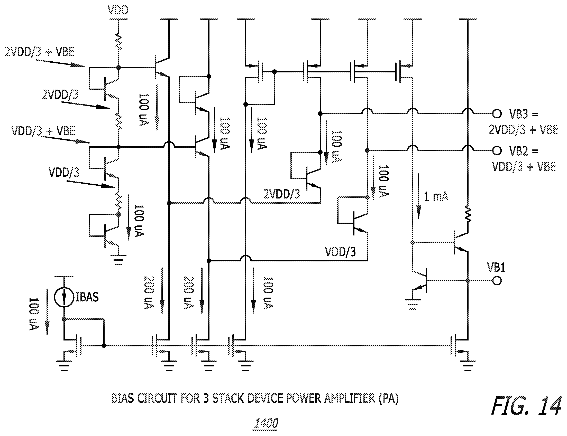 Patent US12348193 Figure 16 – Open loop process and temperature independent bias circuit for stacked device amplifiers