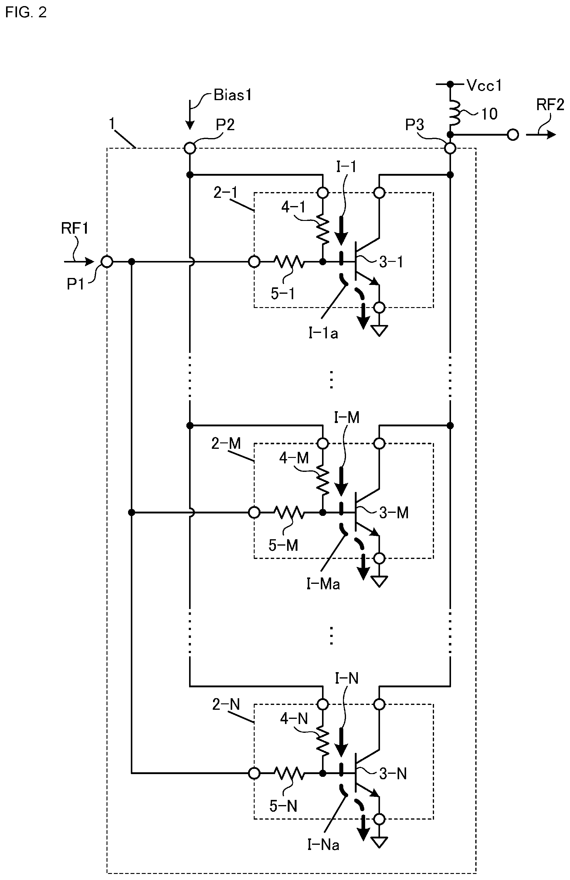 Patent US12348197 Figure 2 – Multi-finger transistor and power amplifier circuit