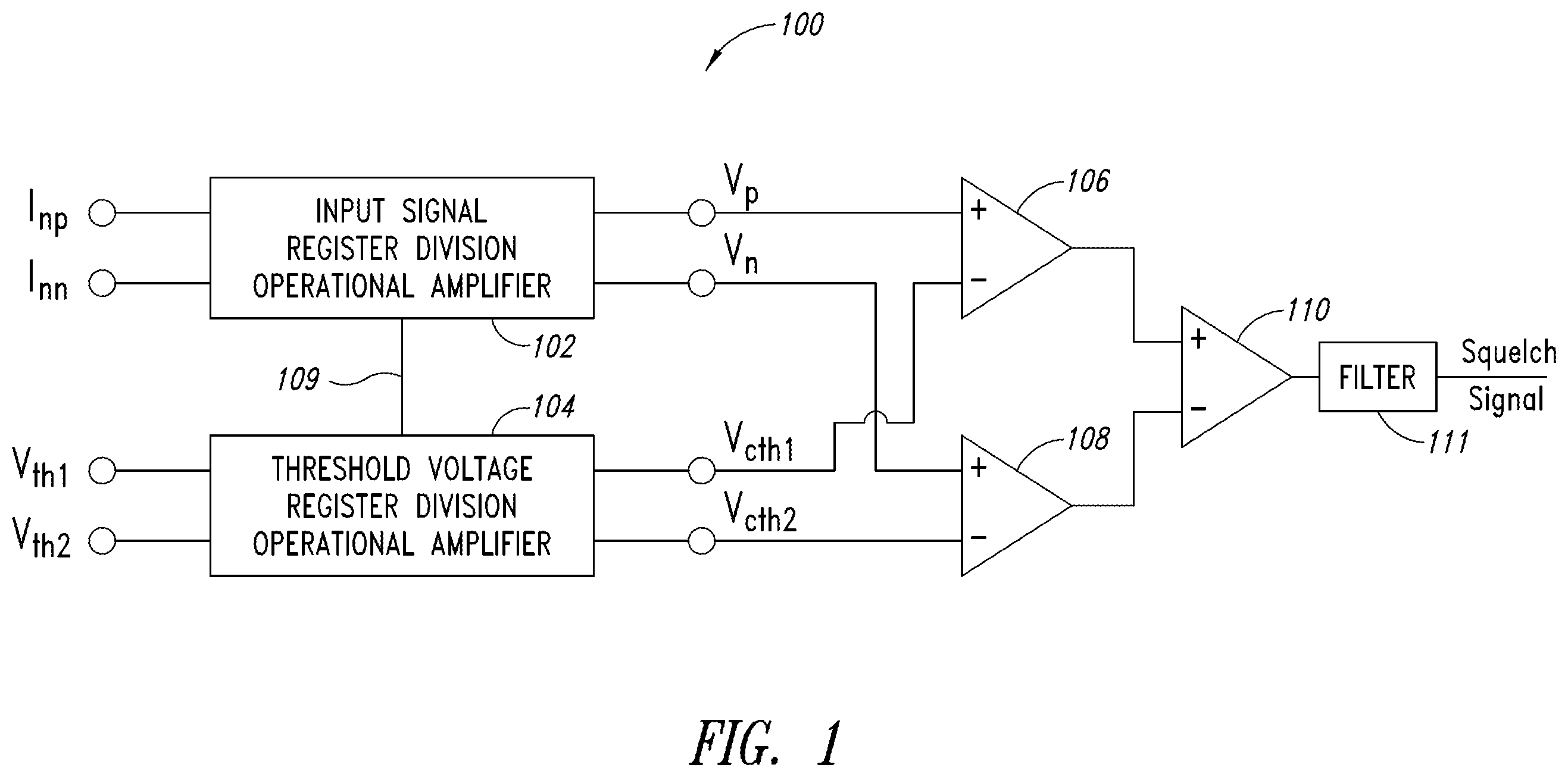 Patent US12348201 Figure 1 – Squelch detection device