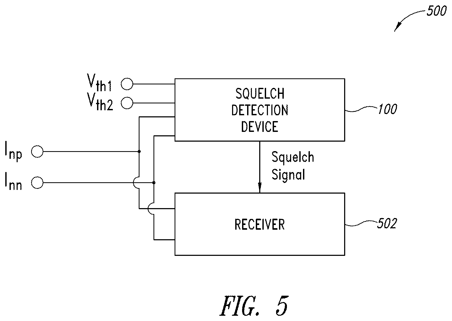 Patent US12348201 Figure 5 – Squelch detection device