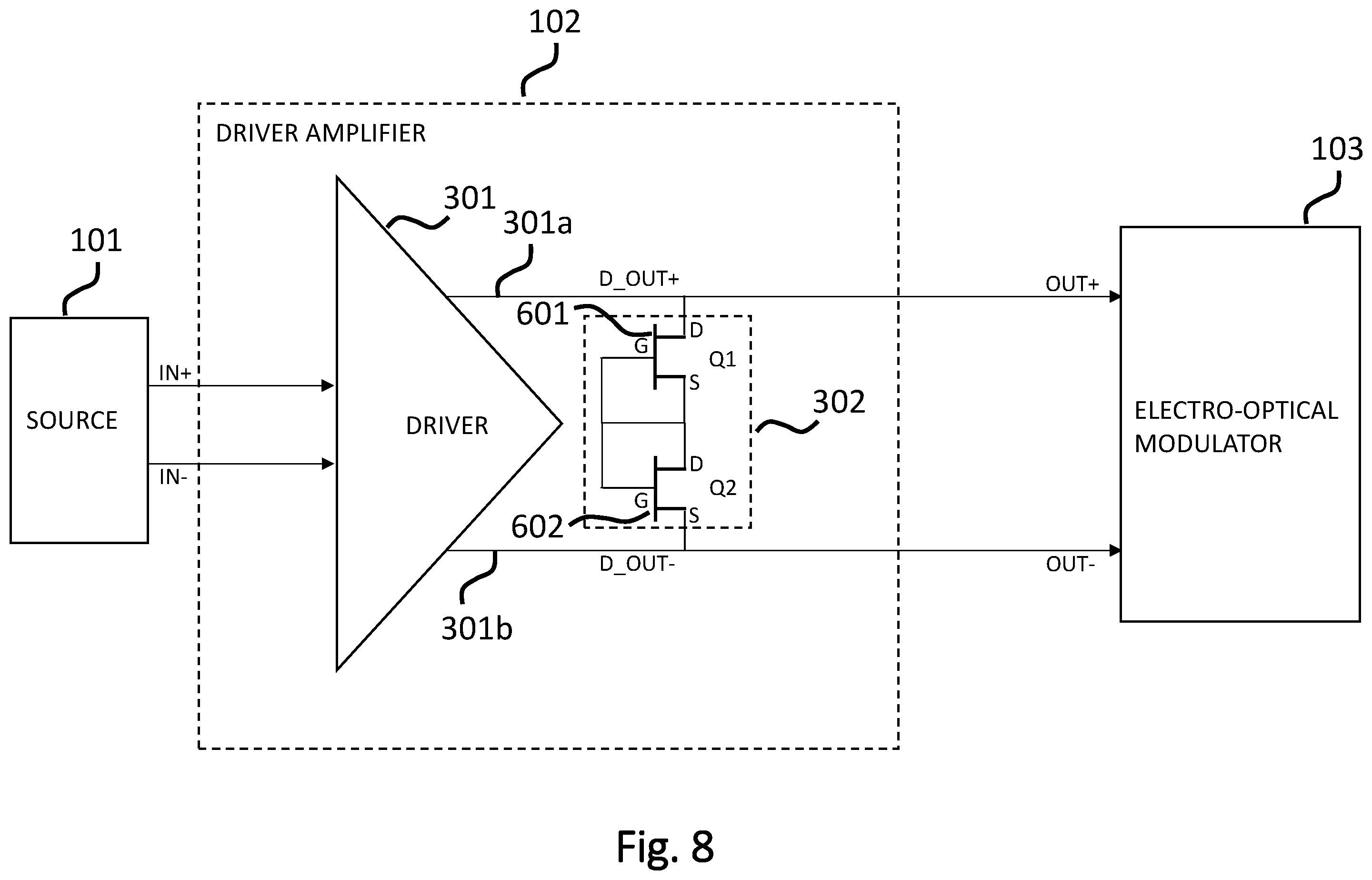 Patent US12348204 Figure 8 – Driver amplifier
