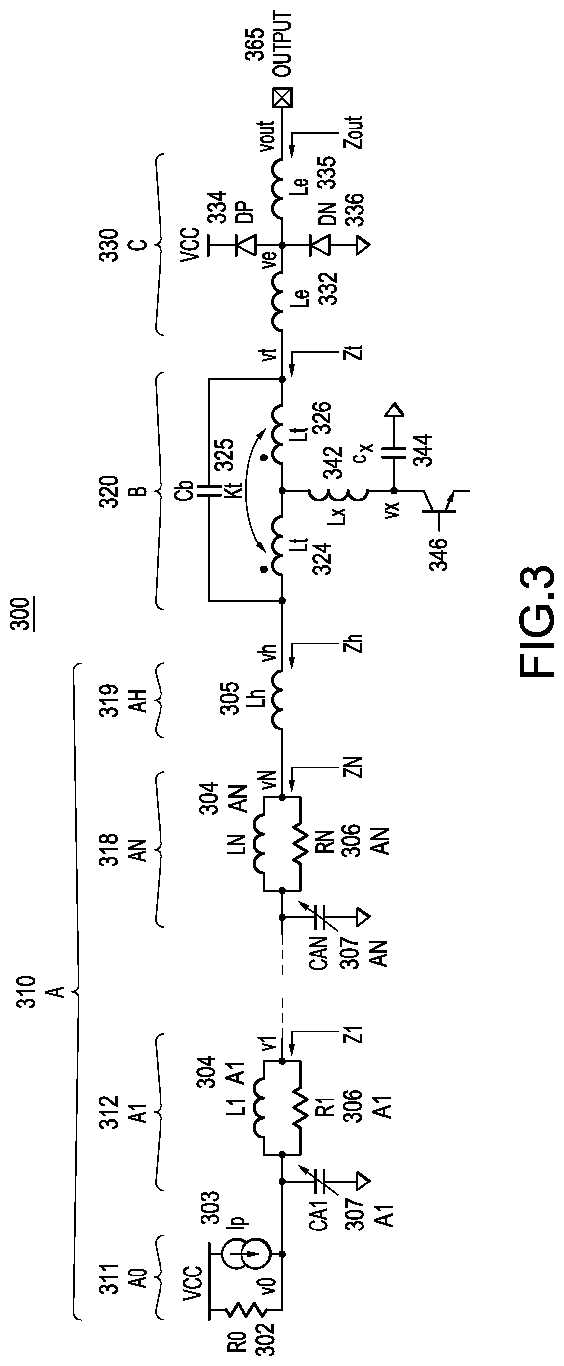 Patent US12348207 Figure 3 – Wideband termination network