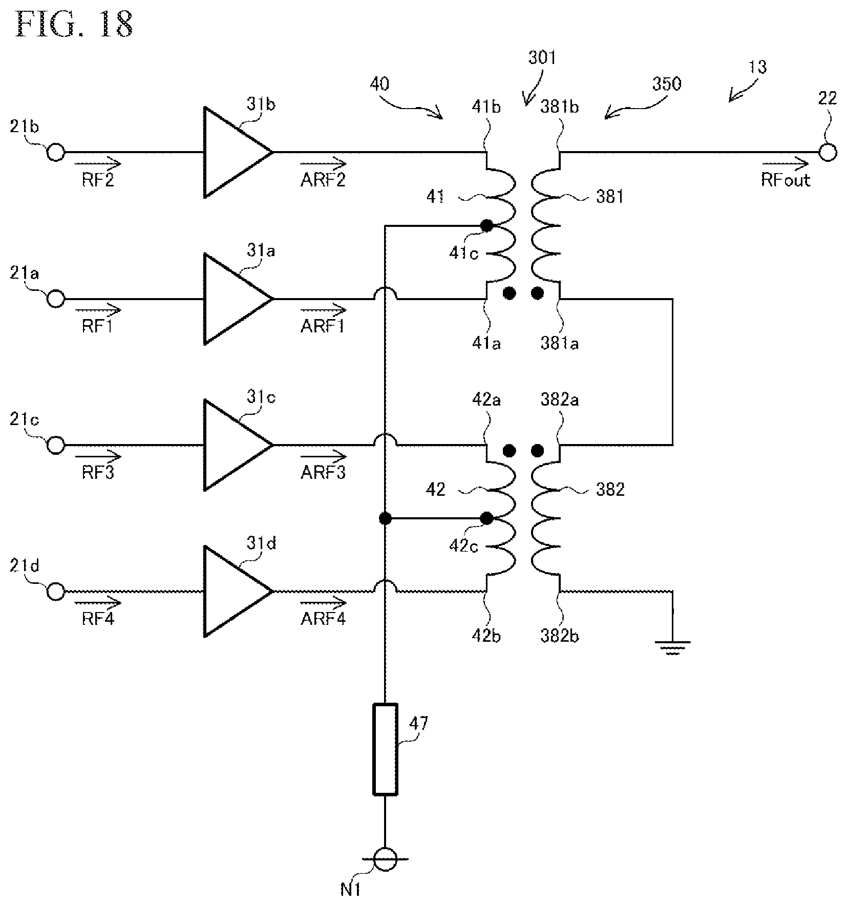Patent US12348211 Figure 16 – Combining balun and differential amplification device