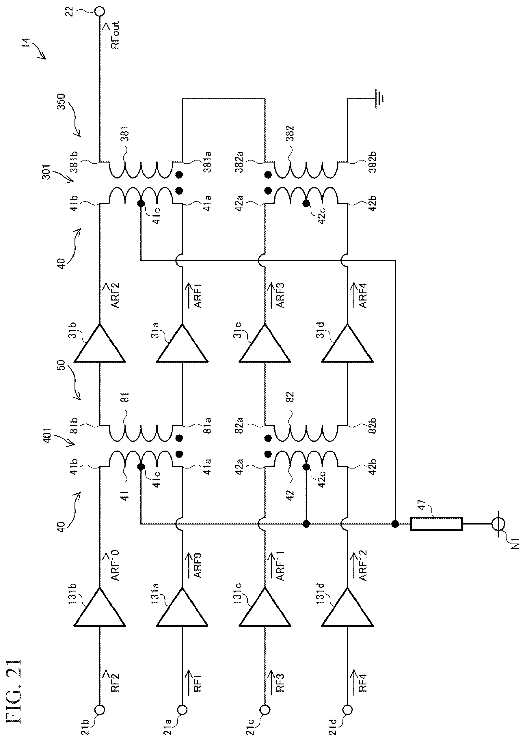 Patent US12348211 Figure 19 – Combining balun and differential amplification device