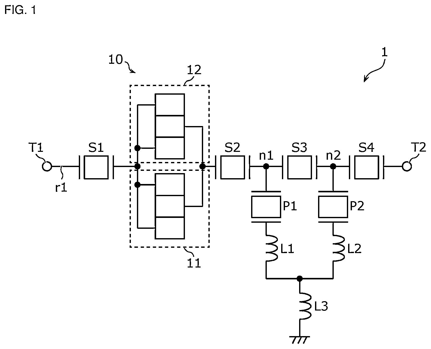 Patent US12348218 — Acoustic wave filter — Figure 1