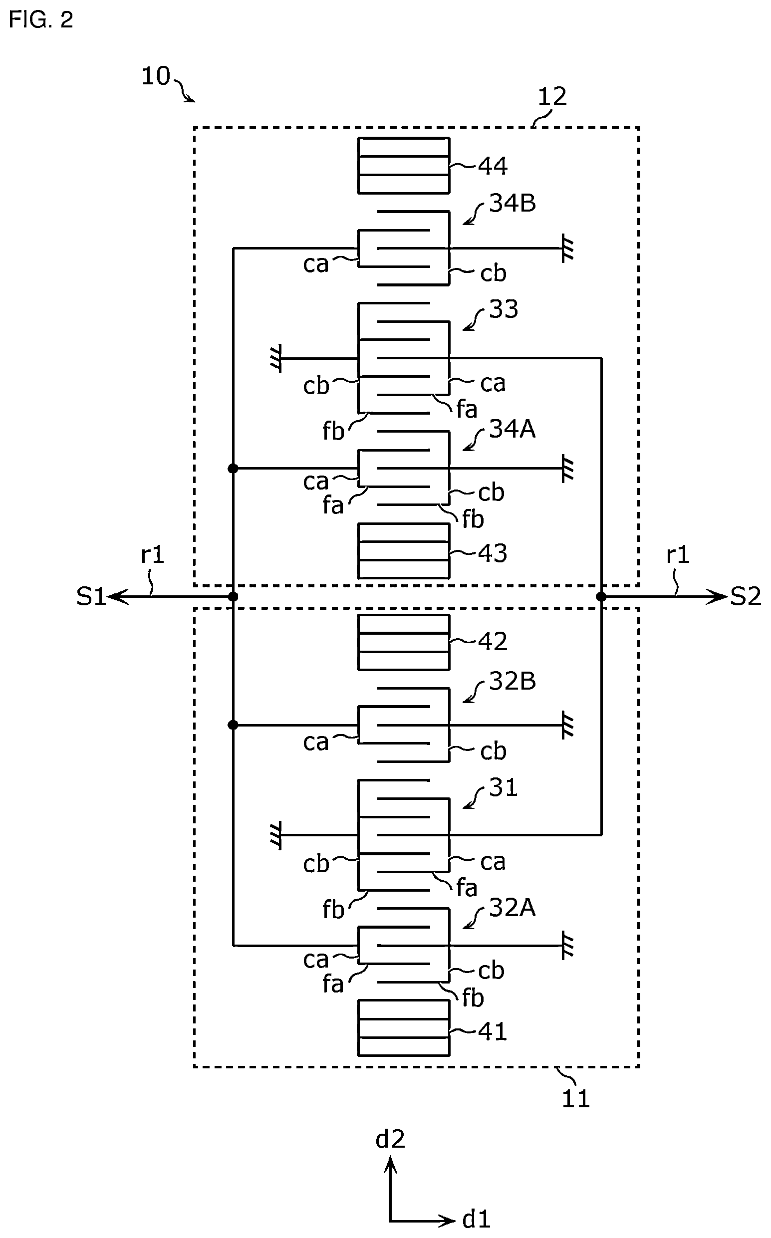 Patent US12348218 Figure 2 – Acoustic wave filter