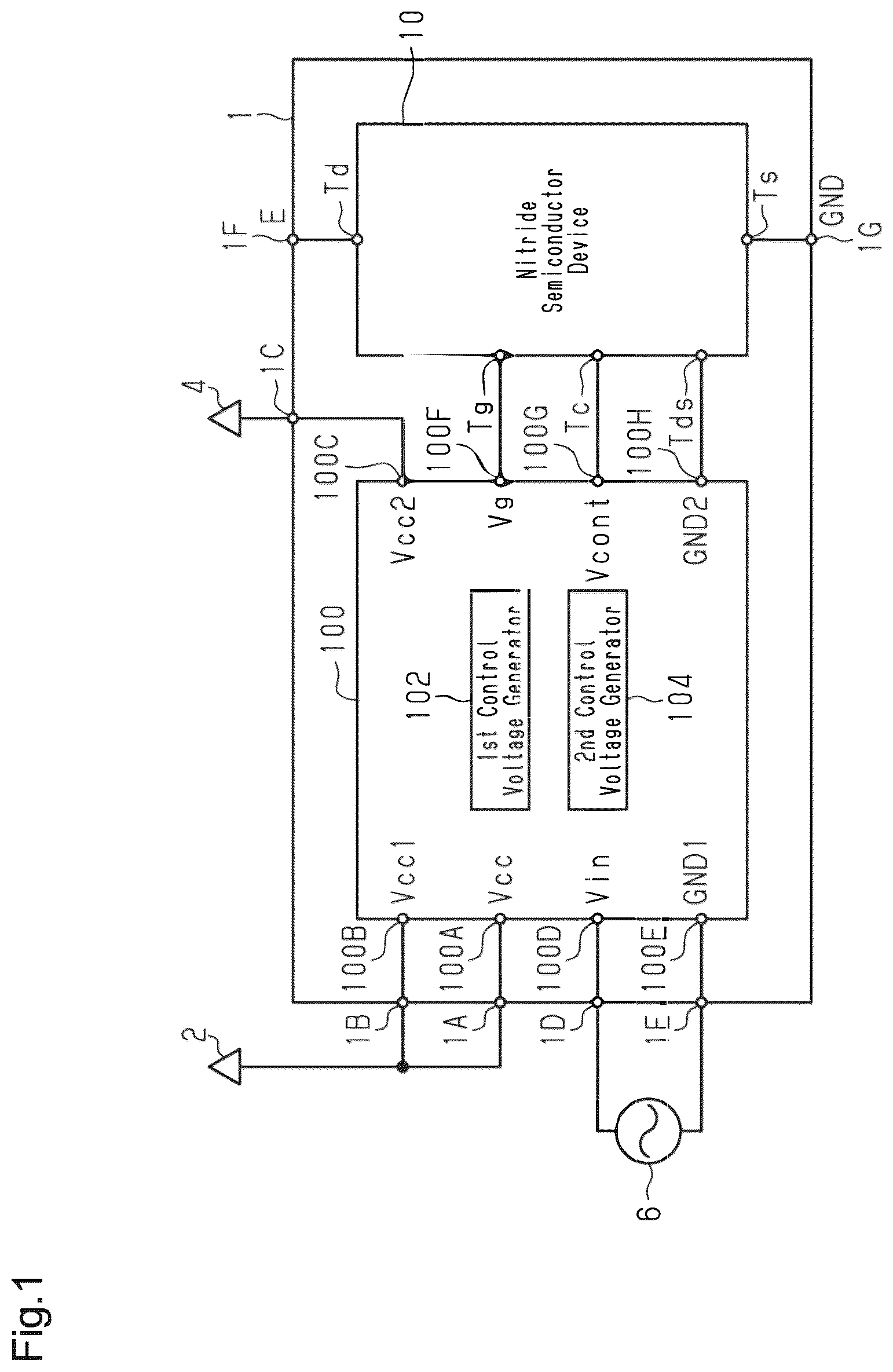 Patent US12348220 Figure 1 – Nitride semiconductor module