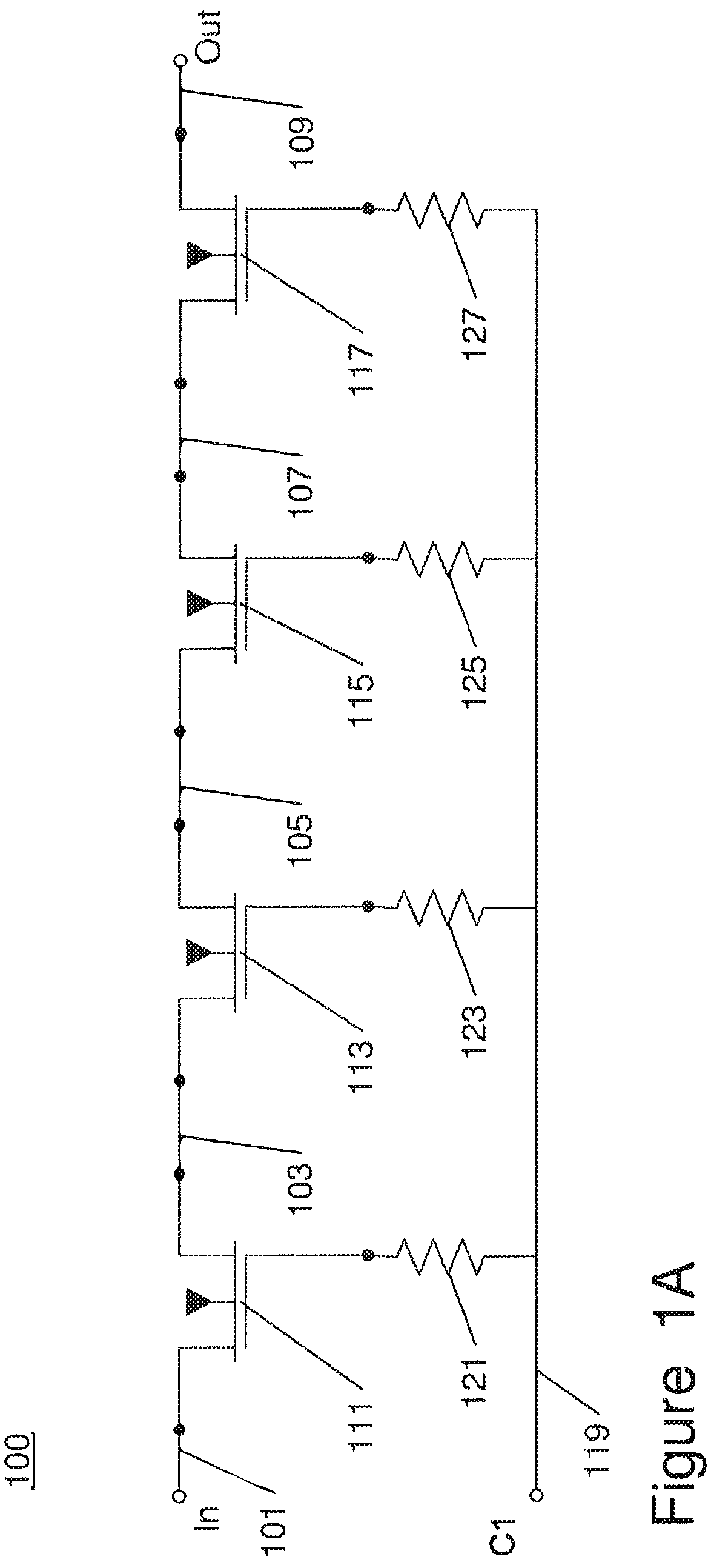 Patent US12348221 Figure 1 – Circuit and method for controlling charge injection in radio frequency switches