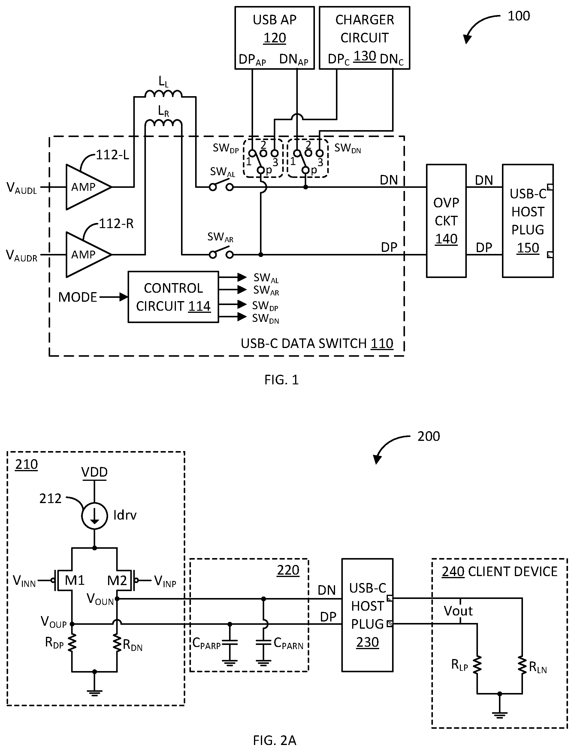 Patent US12348223 Figure 1 – Universal serial bus (USB) host data switch with integrated equalizer