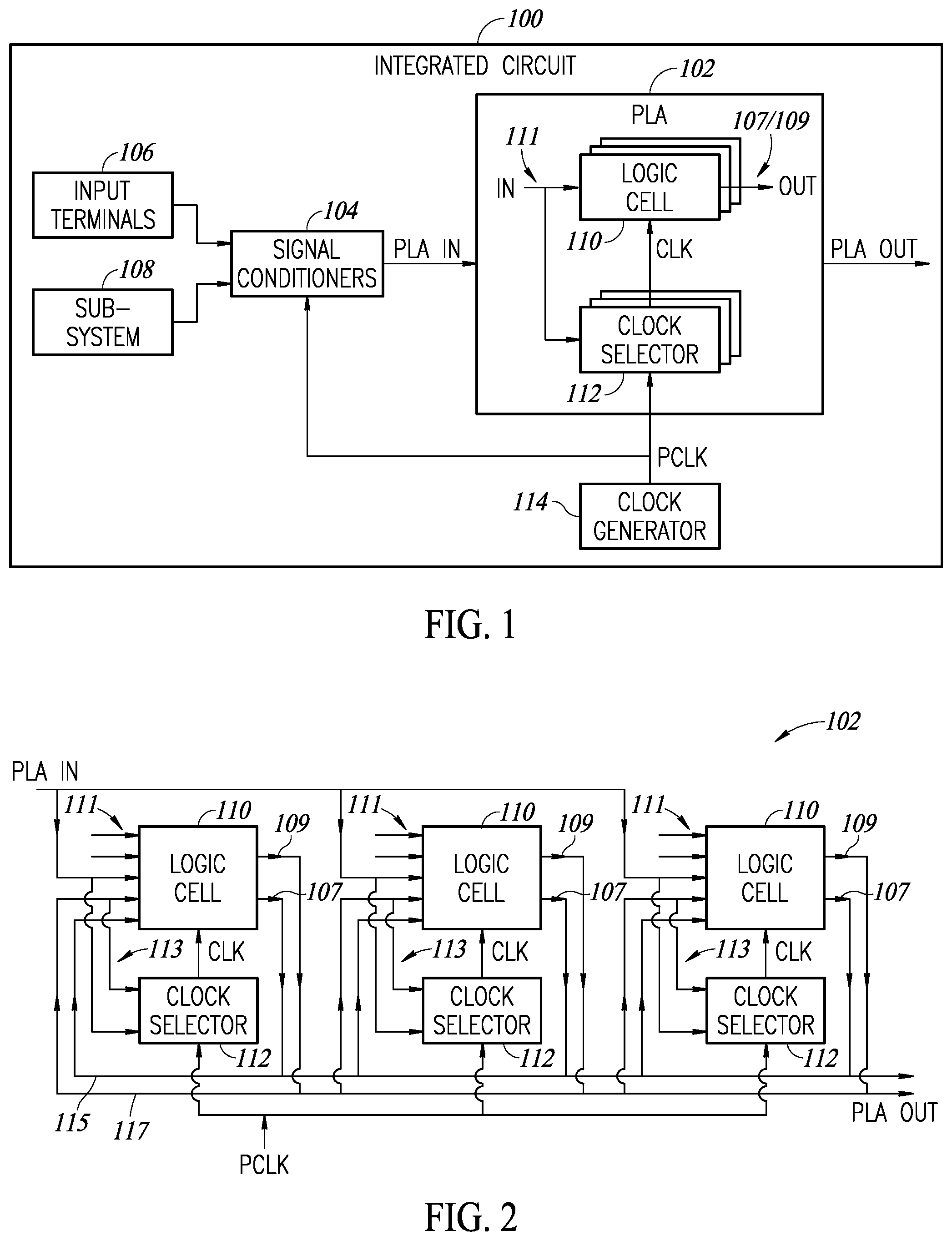 Patent US12348224 Figure 1 – Programmable logic block with multiple types of programmable arrays and flexible clock selection