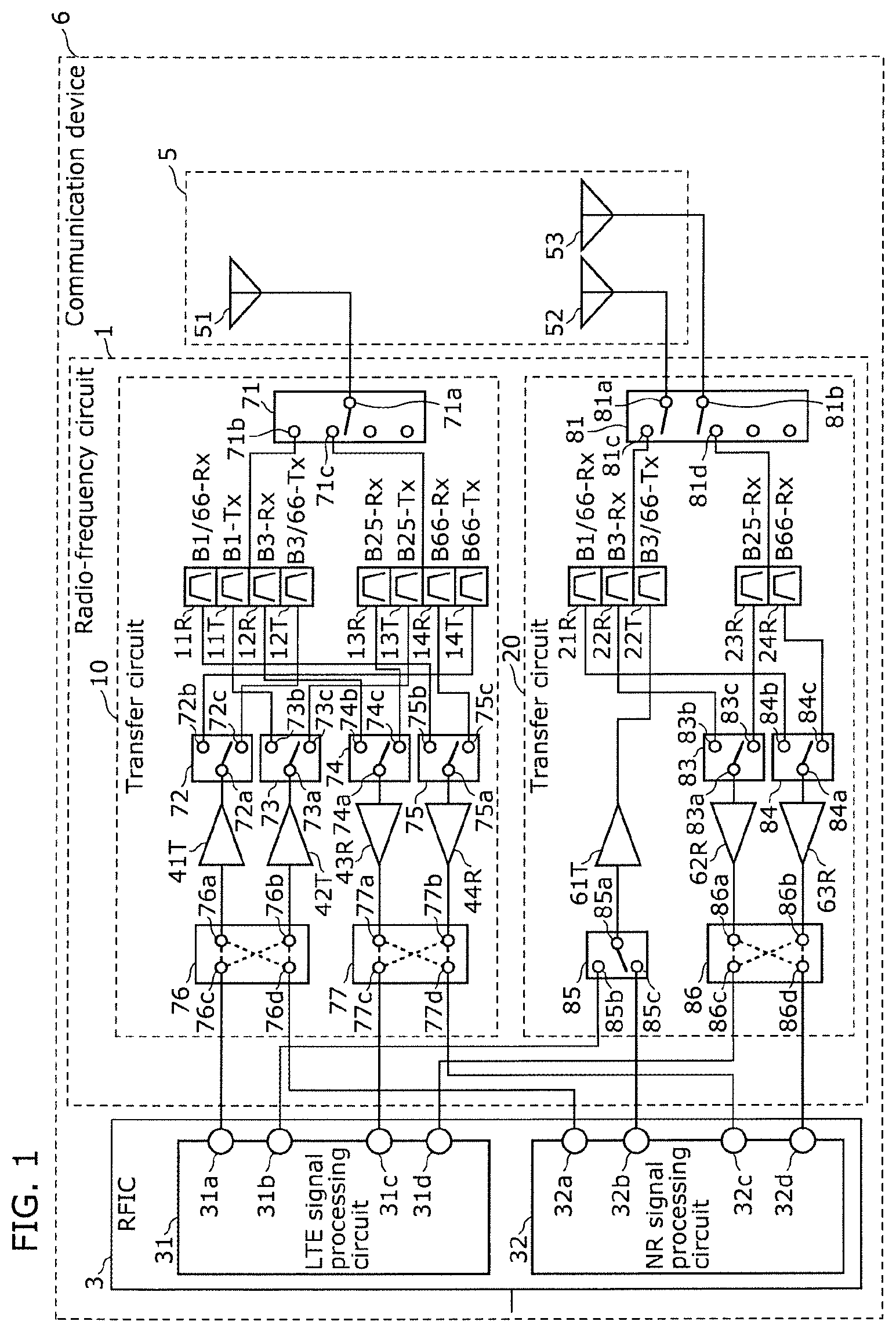 Patent US12348248 Figure 1 – Radio-frequency circuit and communication device
