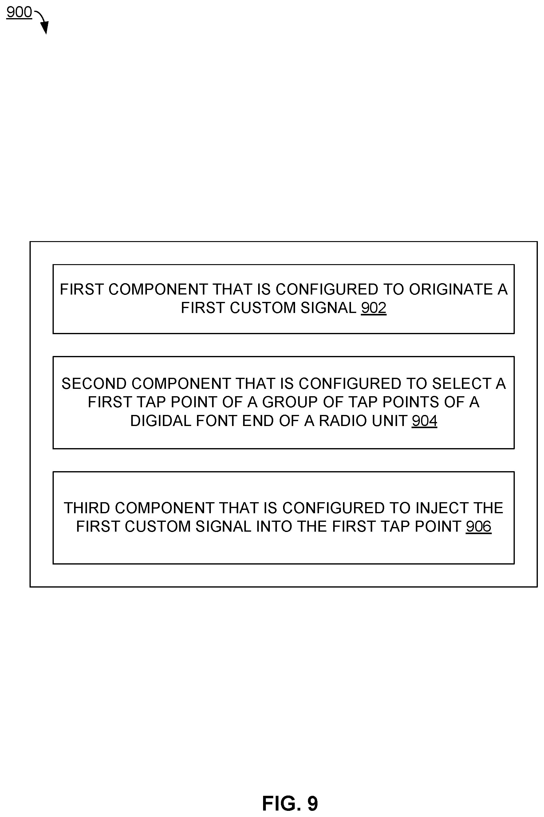 Patent US12348250 Figure 15 – Signal injection at radio tap points in a time domain