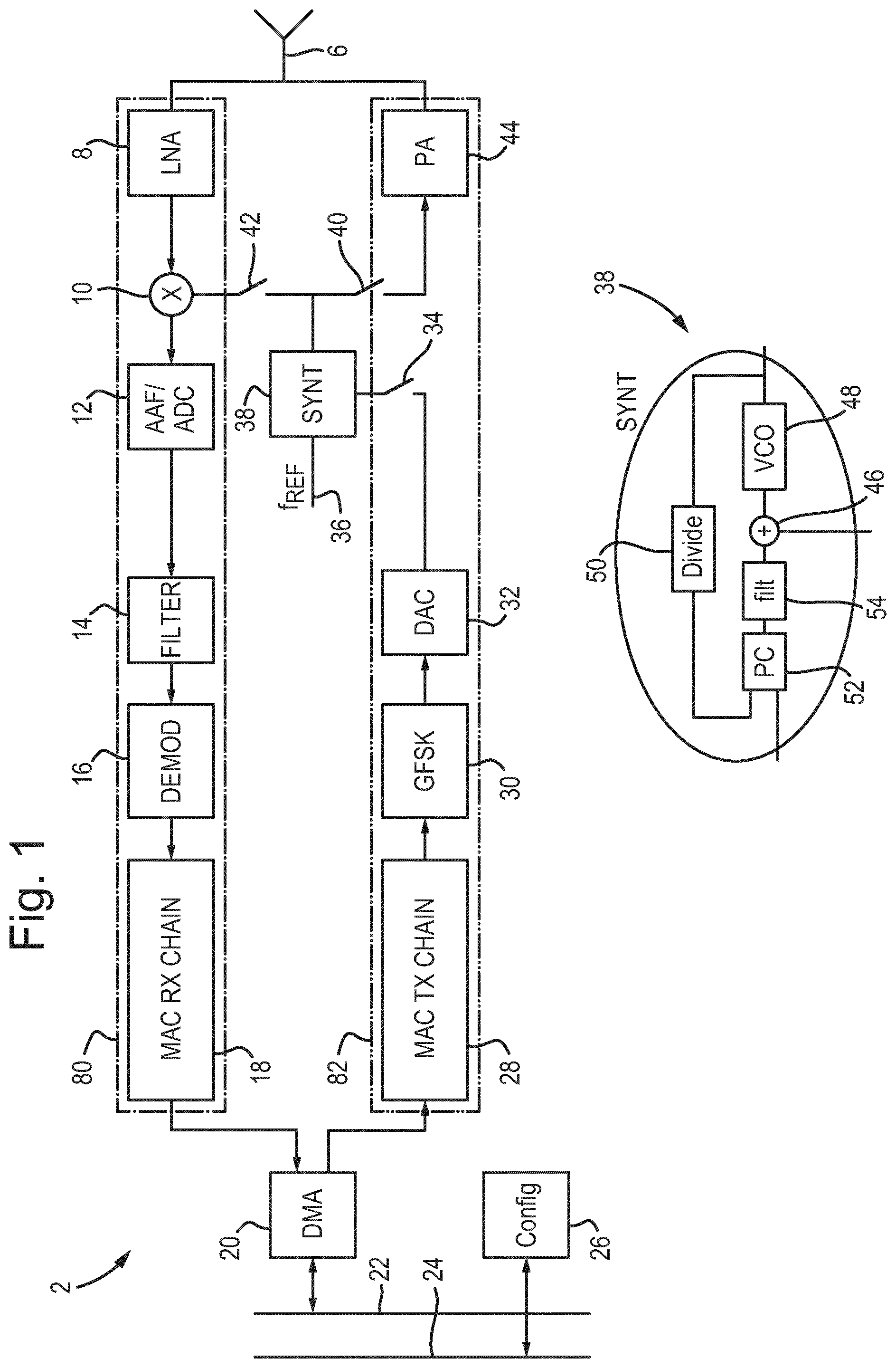 Patent US12348277 Figure 1 – Testing RF transmitters and receivers