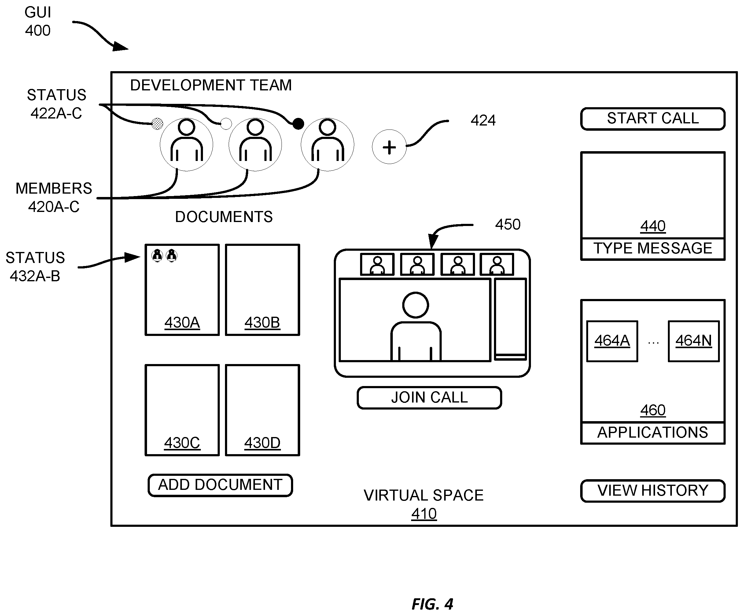 Patent US12348326 Figure 4 – Applications within persistent hybrid collaborative workspaces
