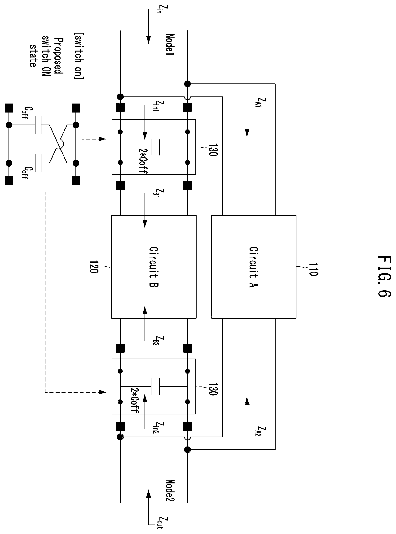 Patent US12348338 Figure 4 – Reconfigurable circuit for differential network including cross-coupled switch