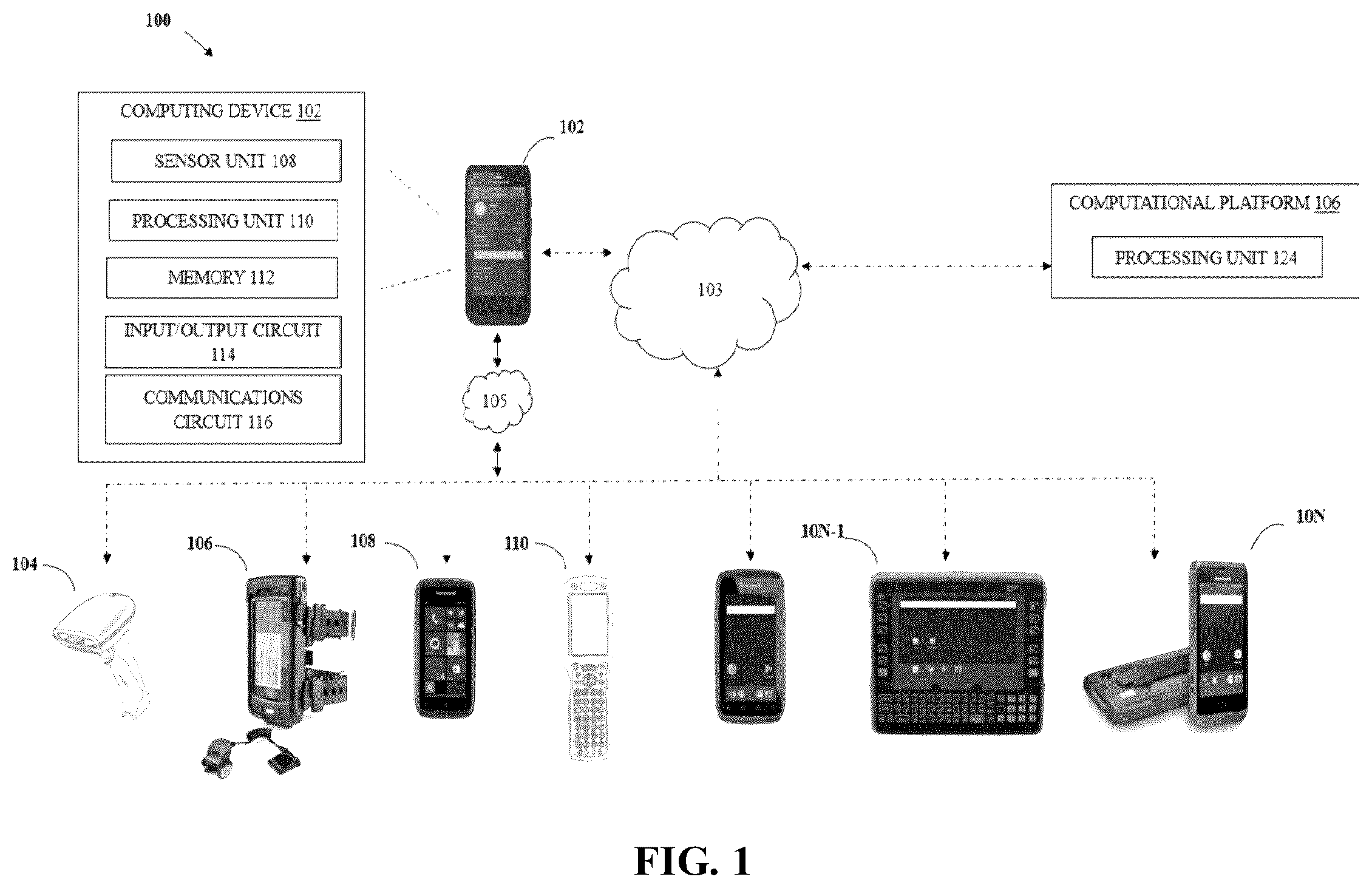 Patent US12348365 Figure 1 – Configuring a remote electronic device by a peer electronic device in a networked environment