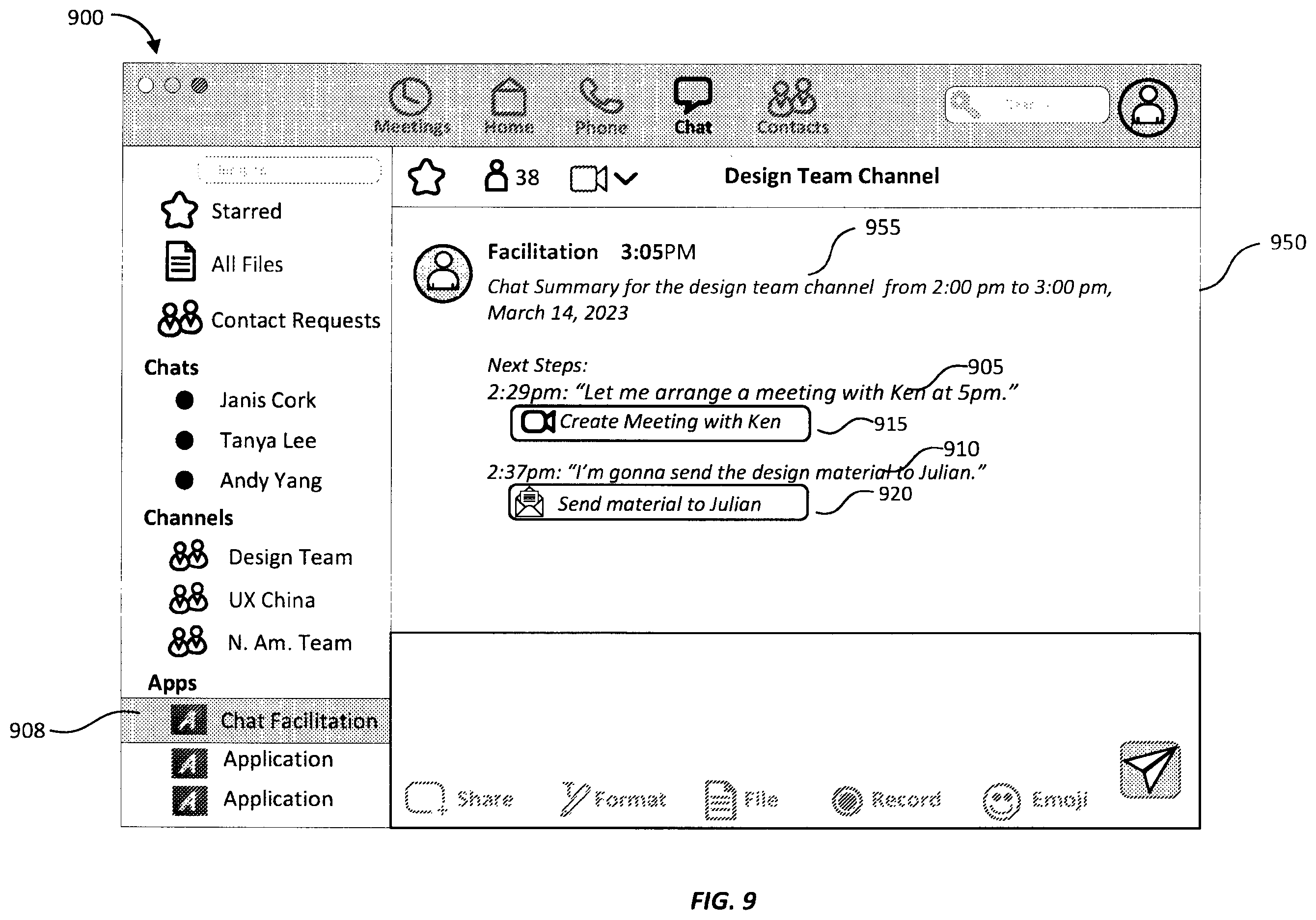 Patent US12348465 Figure 9 – Facilitating user actions for virtual interactions