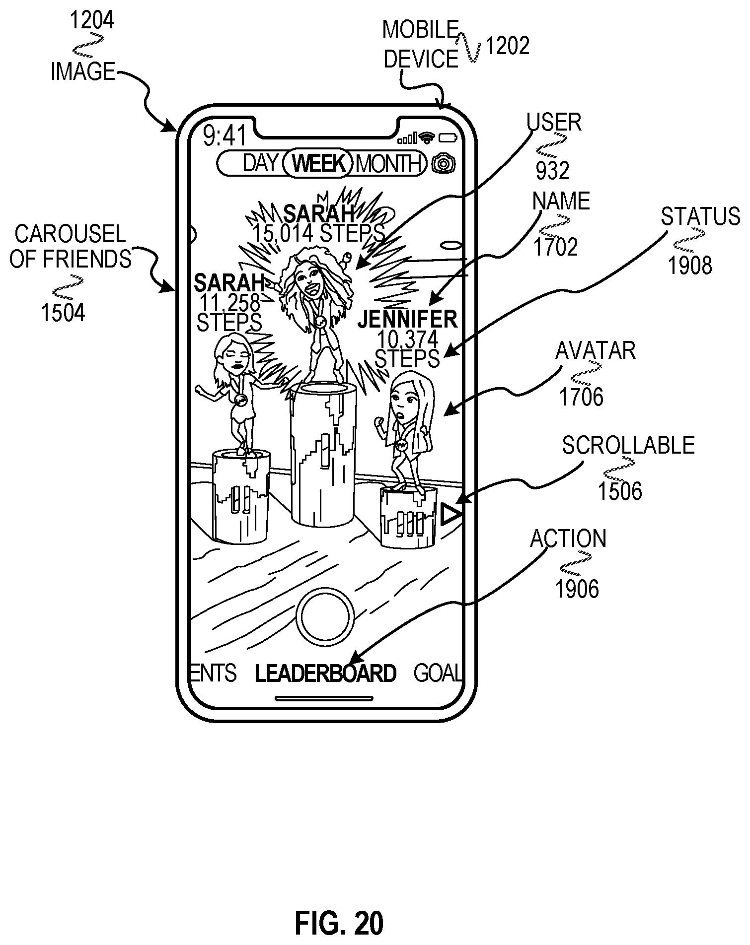 Patent US12348467 Figure 20 – Messaging system with a carousel of related entities