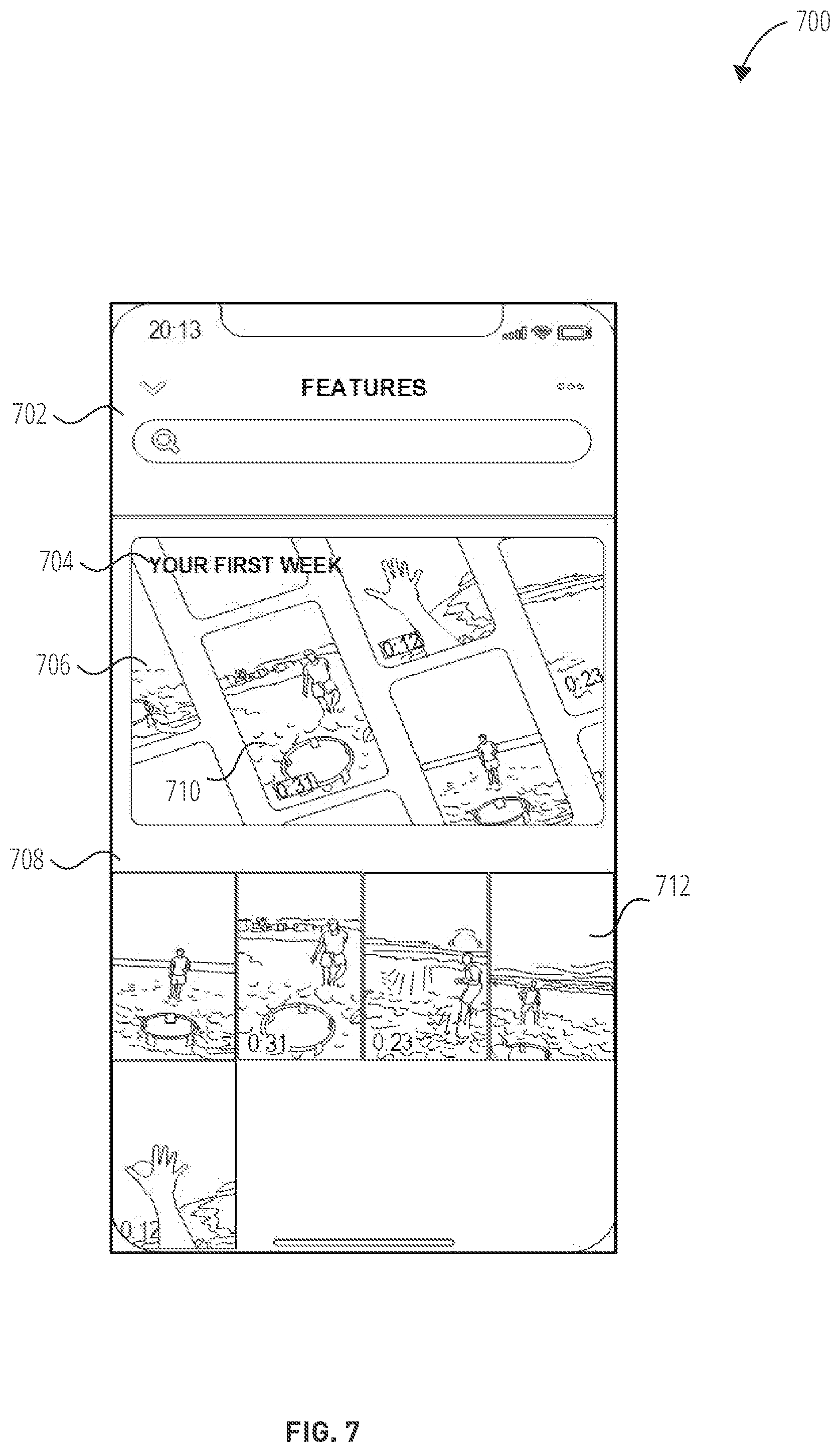 Patent US12348478 Figure 7 – Content collection interface