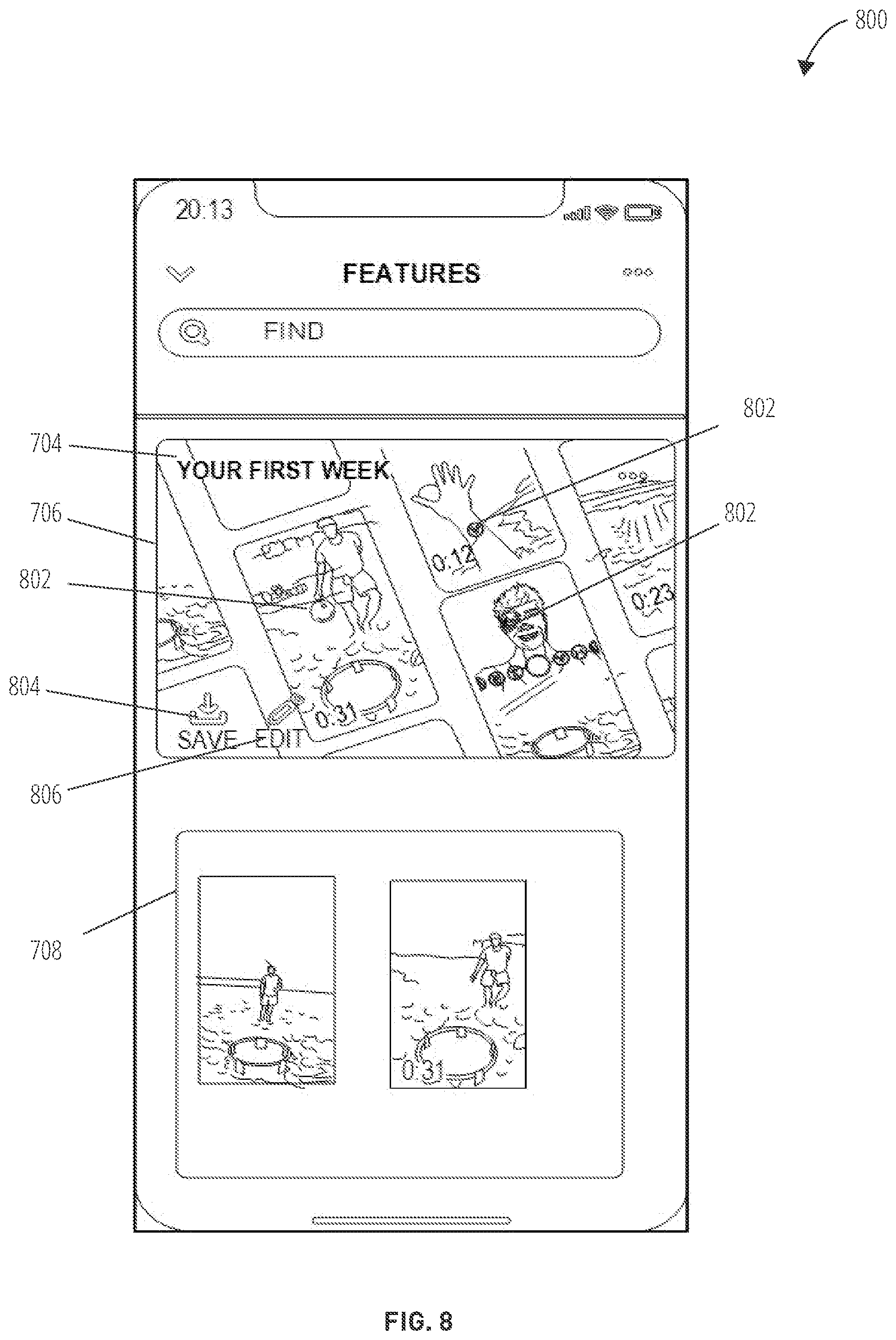 Patent US12348478 Figure 8 – Content collection interface