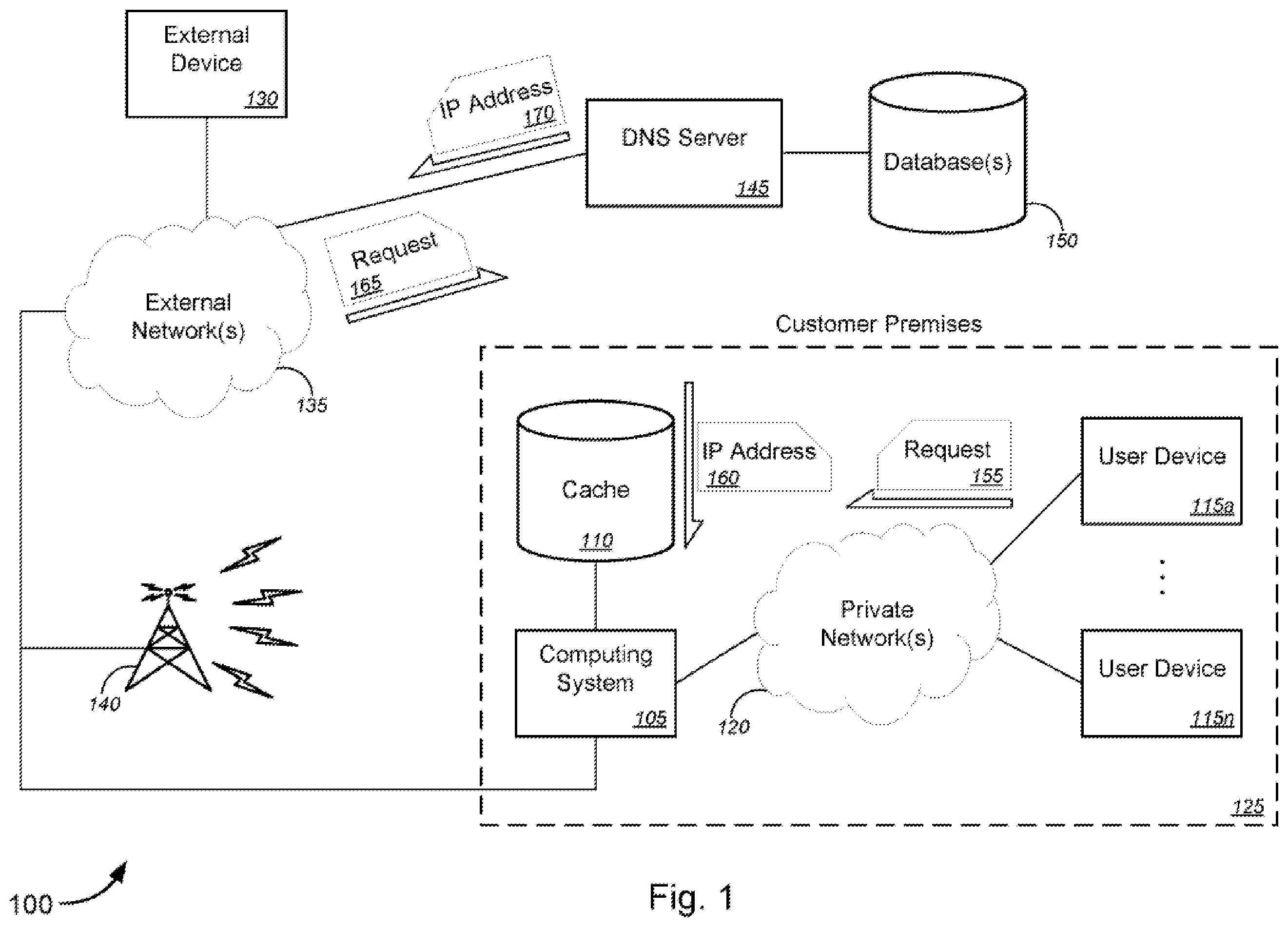 Patent US12348481 Figure 1 – Dynamic border gateway protocol (BGP) host route generation based on domain name system (DNS) resolution